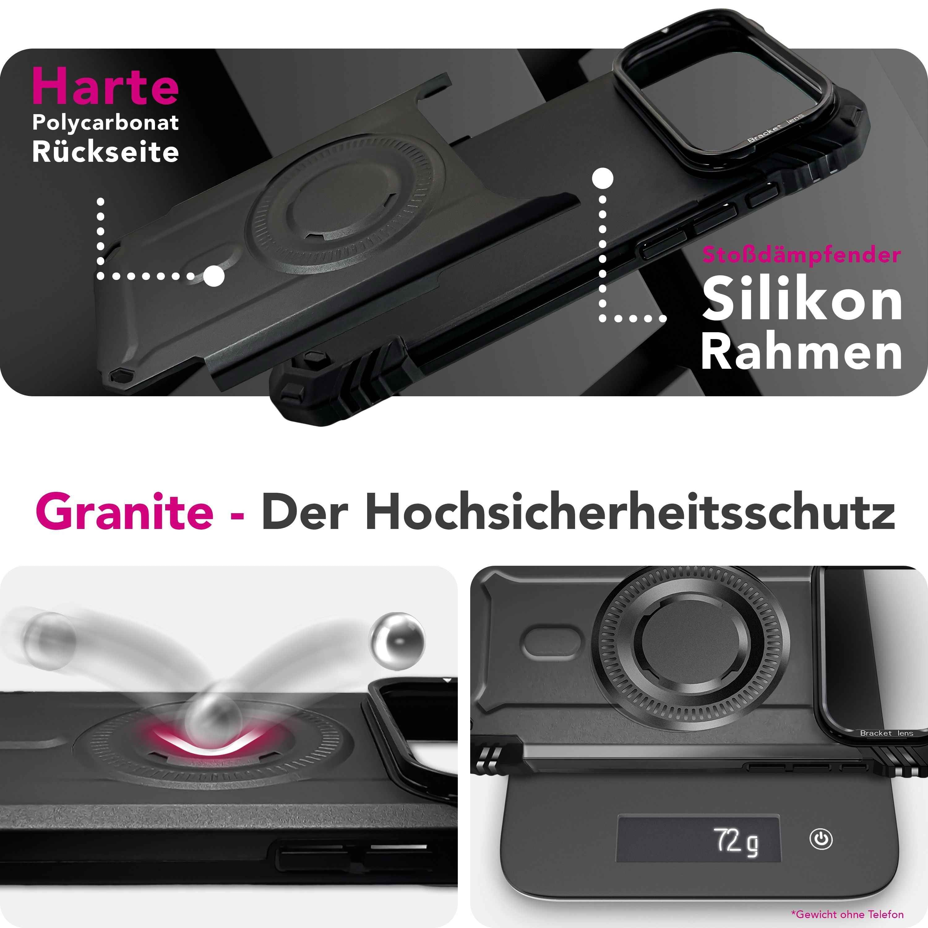NALIA MagSafe Hülle Granite für Apple iPhone 17 Pro (Militär-Panzer) - Schlagfeste Handyhülle mit Kickstand, Rutschfestes Outdoor Armor Case, Fallschutz Cover