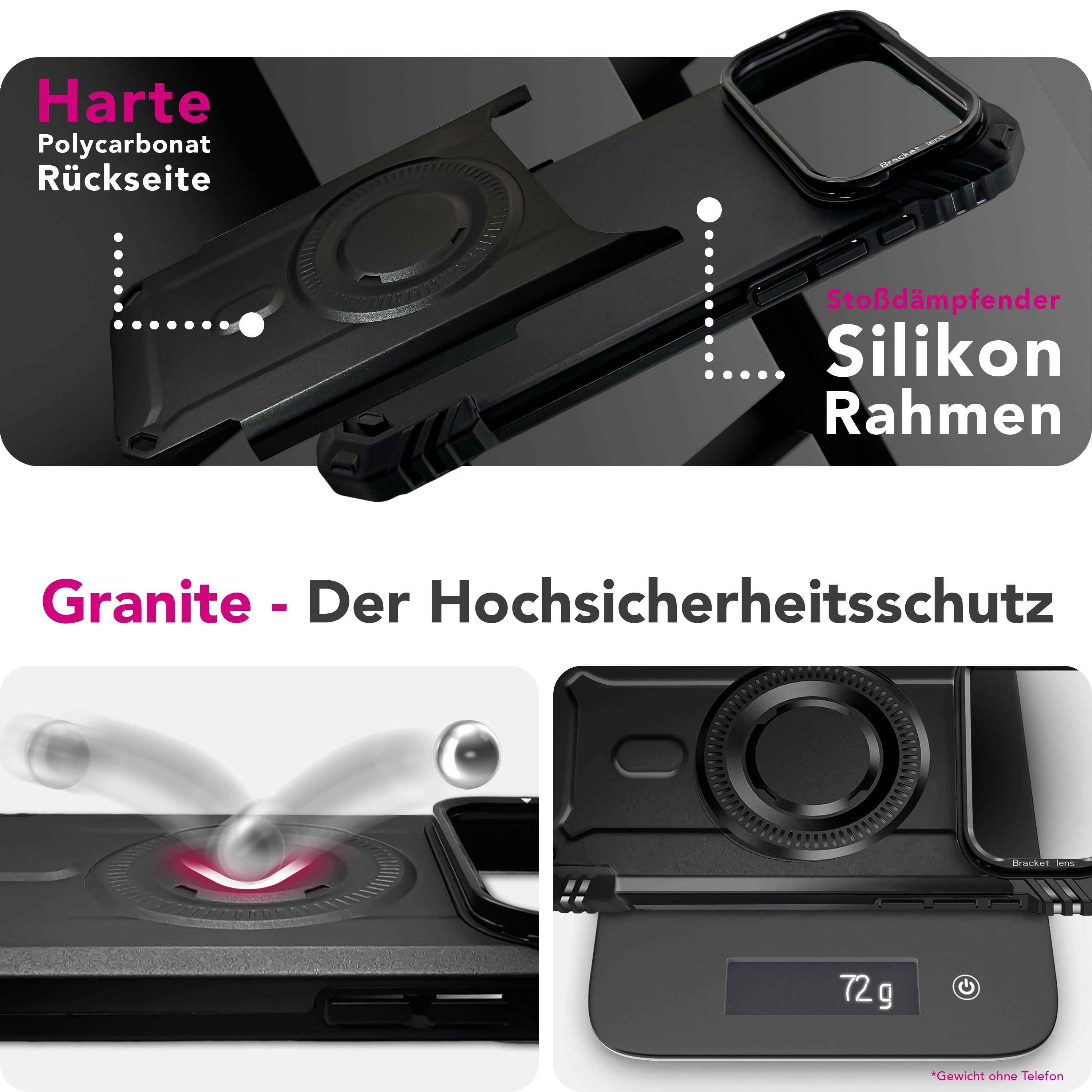 NALIA MagSafe Hülle Granite für Apple iPhone 17 Pro (Militär-Panzer) - Schlagfeste Handyhülle mit Kickstand, Rutschfestes Outdoor Armor Case, Fallschutz Cover