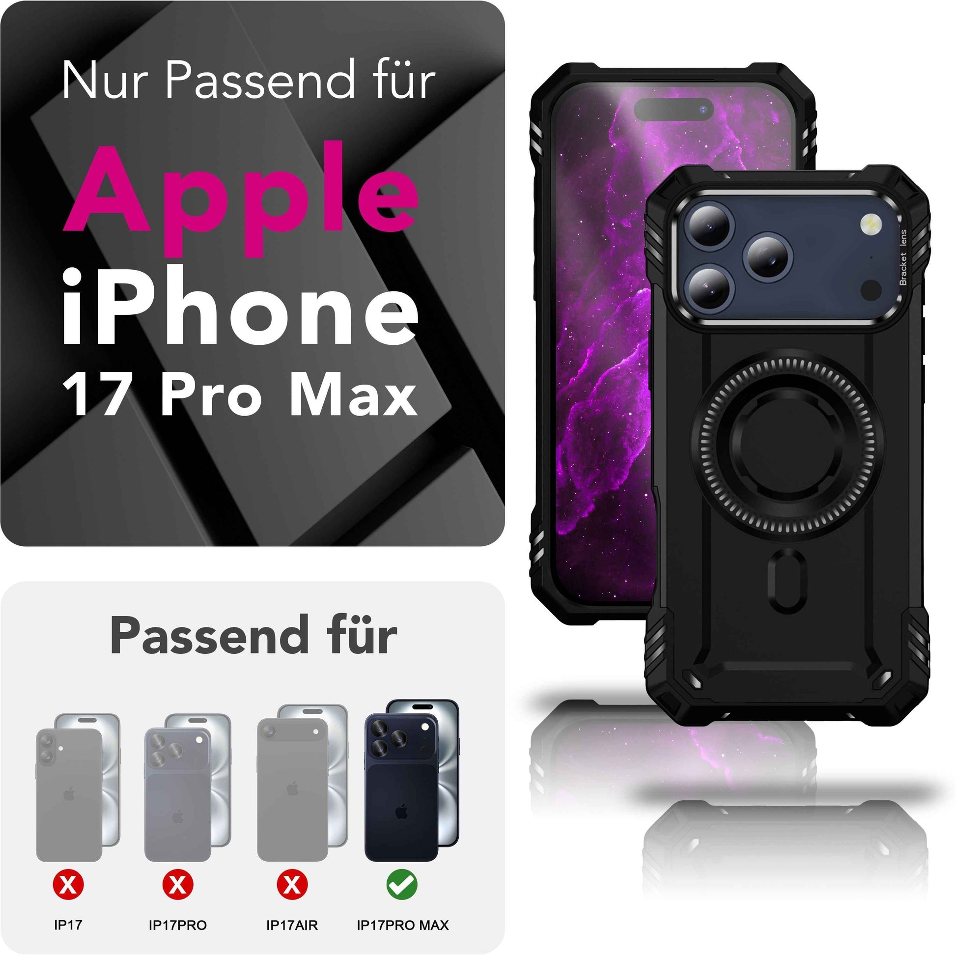 NALIA MagSafe Hülle Granite für Apple iPhone 17 Pro Max (Militär-Panzer) - Robustes Armor Kickstand Cover, Stoßfeste Outdoor Schutzhülle, Military Style Case