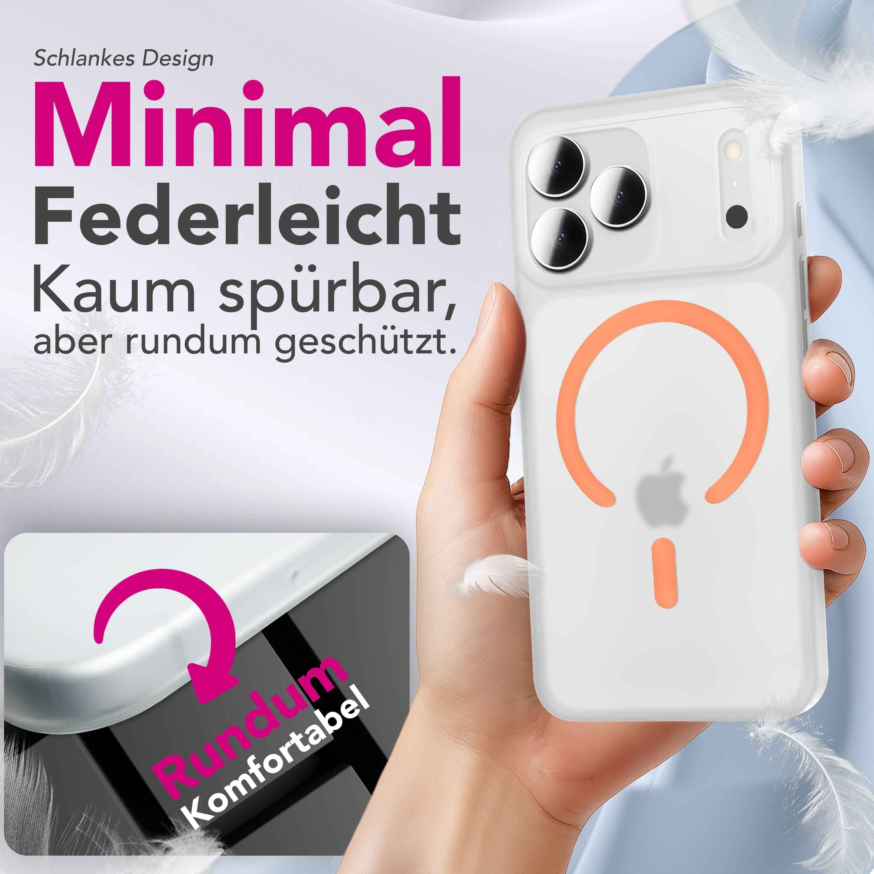 NALIA MagSafe Hülle Thinix Glow für Apple iPhone 17 Pro (Extrem Dünn mit Leucht-Ring) - 0,3mm Schlanke Harthülle, Matt & Durchsichtig, Glow-in-the-Dark Ring