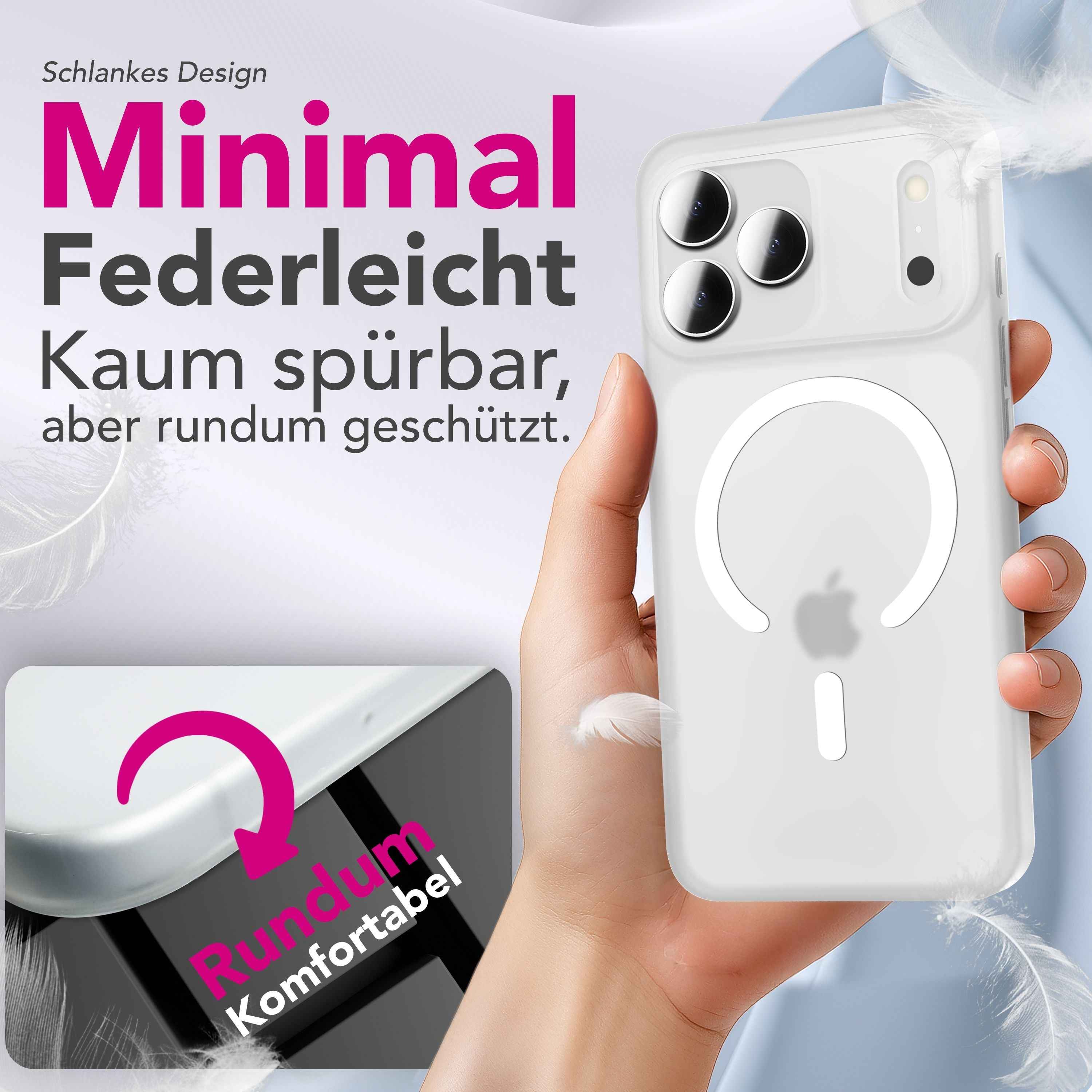 NALIA MagSafe Hülle Thinix Glow für Apple iPhone 17 Pro Max (Extrem Dünn mit Leucht-Ring) - 0,3mm Slim Cover, Leuchtender Magnetring, Mattiert & Frosted