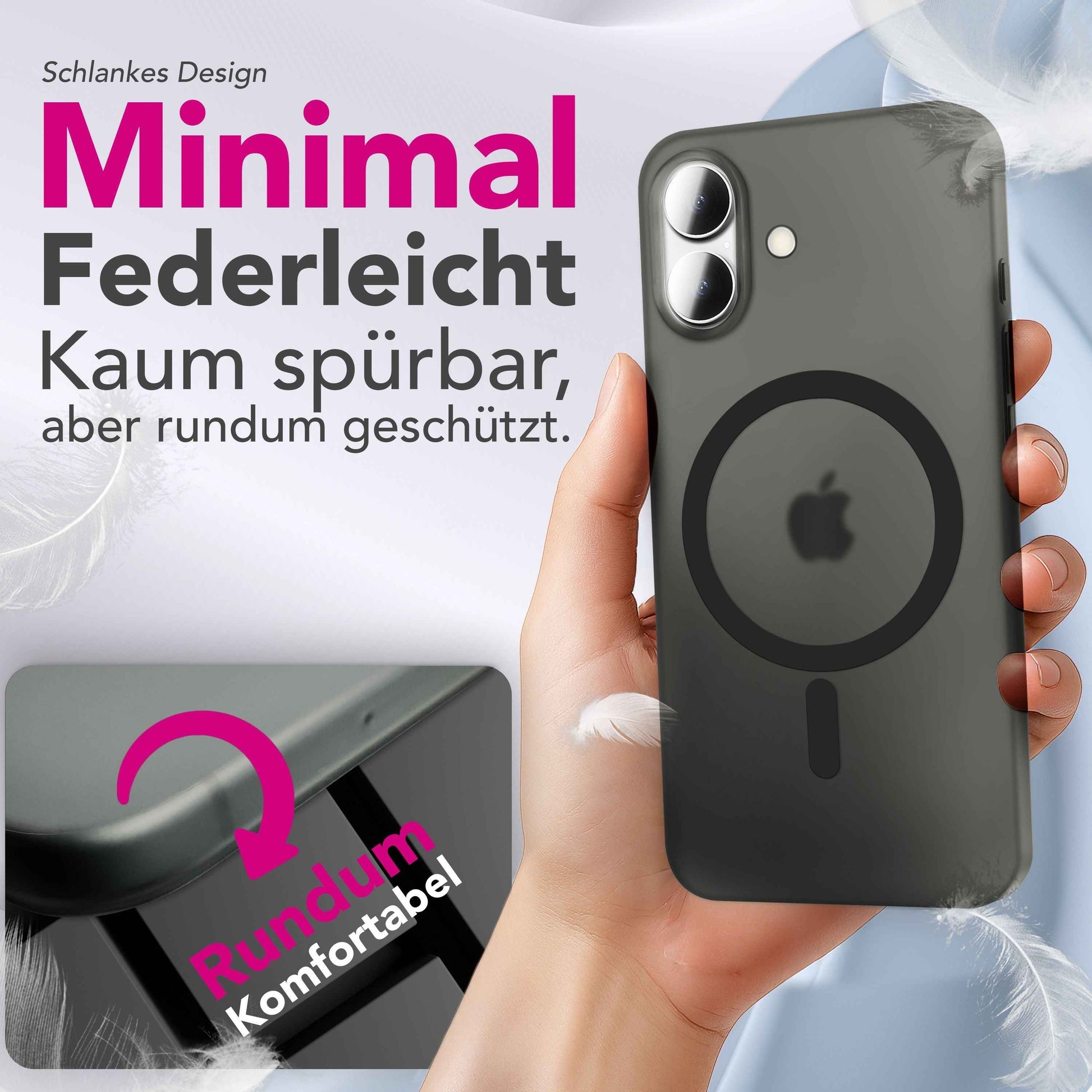 NALIA MagSafe Hülle Thinix für Apple iPhone 17 (Extrem Dünn mit MagPower) - 0,3mm Ultra-Slim Hardcase, Semi-Transparent, Matt & Anti-Fingerprint, Minimalistisch