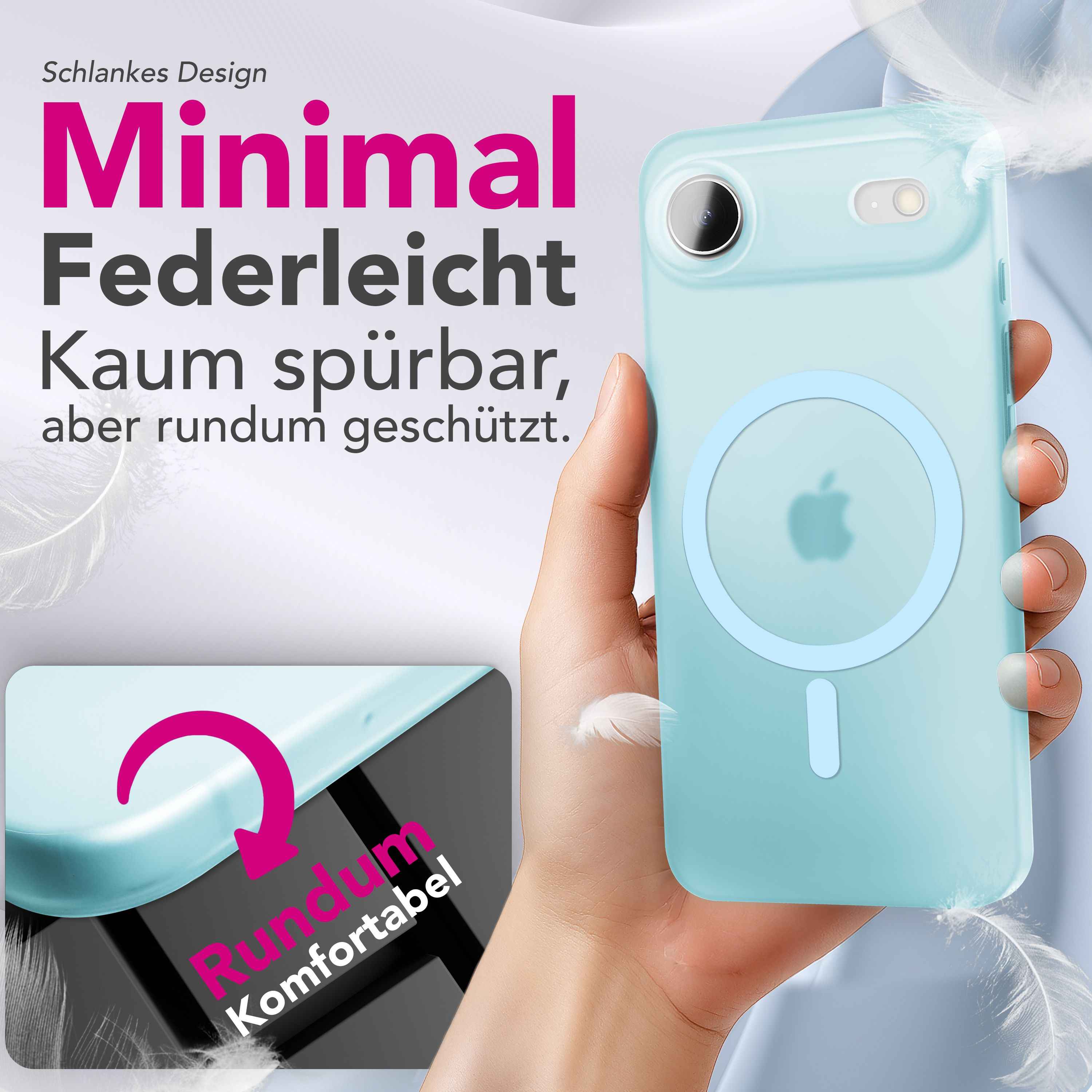 NALIA MagSafe Hülle Thinix für Apple iPhone 17 Air (Extrem Dünn mit MagPower) - 0,3mm Ultra-Schlankes Hardcase, Mattiert & Durchsichtig, Anti-Schlieren Finish