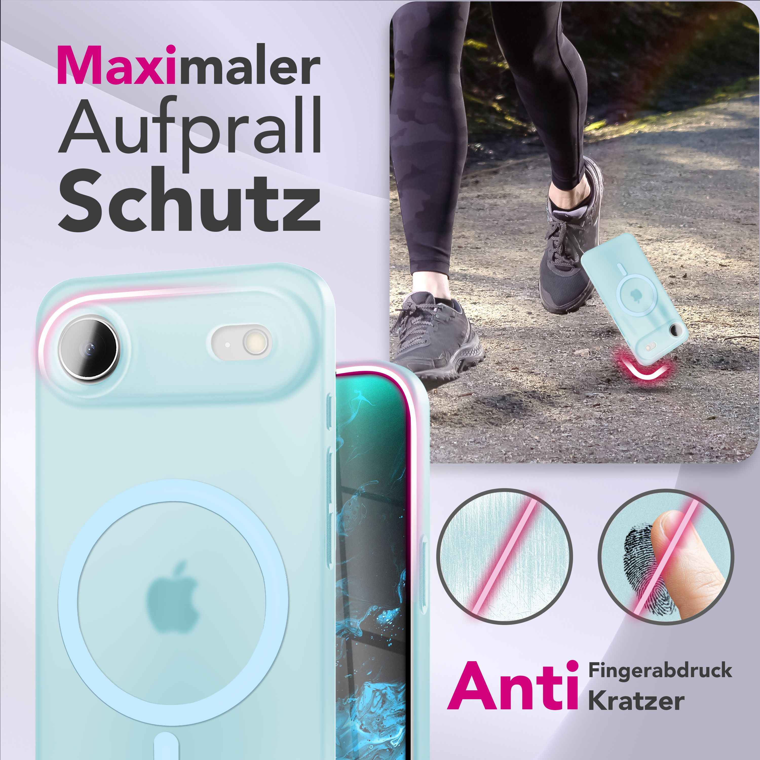 NALIA MagSafe Hülle Thinix für Apple iPhone 17 Air (Extrem Dünn mit MagPower) - 0,3mm Ultra-Schlankes Hardcase, Mattiert & Durchsichtig, Anti-Schlieren Finish