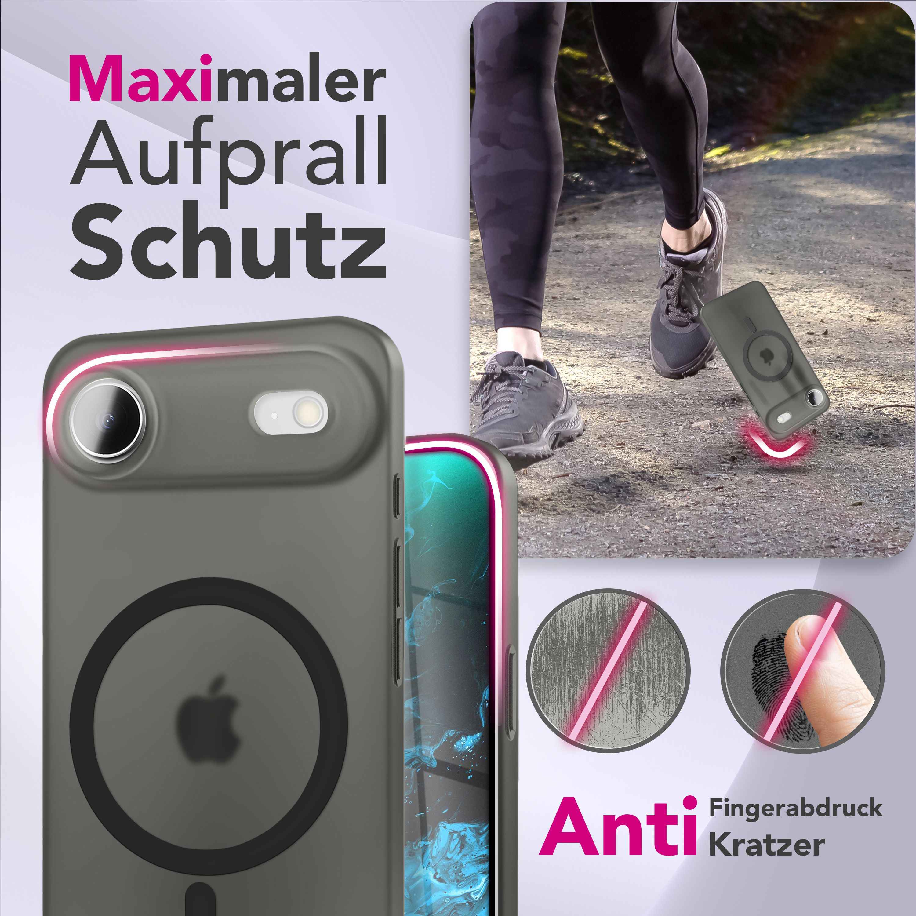 NALIA MagSafe Hülle Thinix für Apple iPhone 17 Air (Extrem Dünn mit MagPower) - 0,3mm Ultra-Schlankes Hardcase, Mattiert & Durchsichtig, Anti-Schlieren Finish