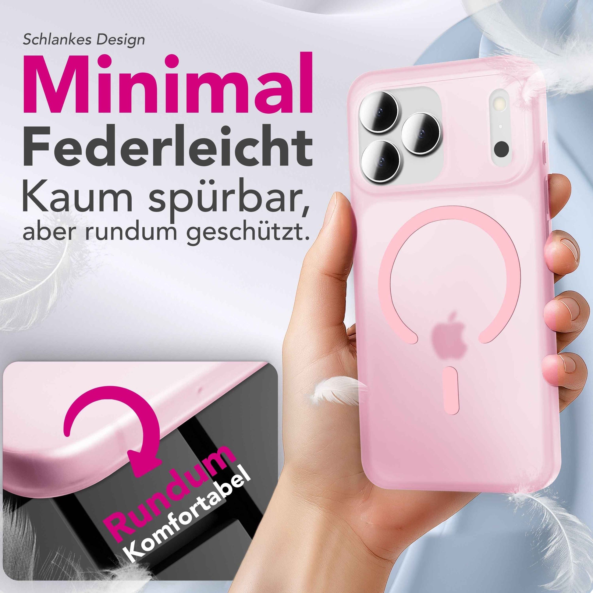 NALIA MagSafe Hülle Thinix für Apple iPhone 17 Pro (Extrem Dünn mit MagPower) - 0,3mm Super-Slim Hardcase, Matt Frosted Look, Anti-Fingerprint, Griffig & Leicht