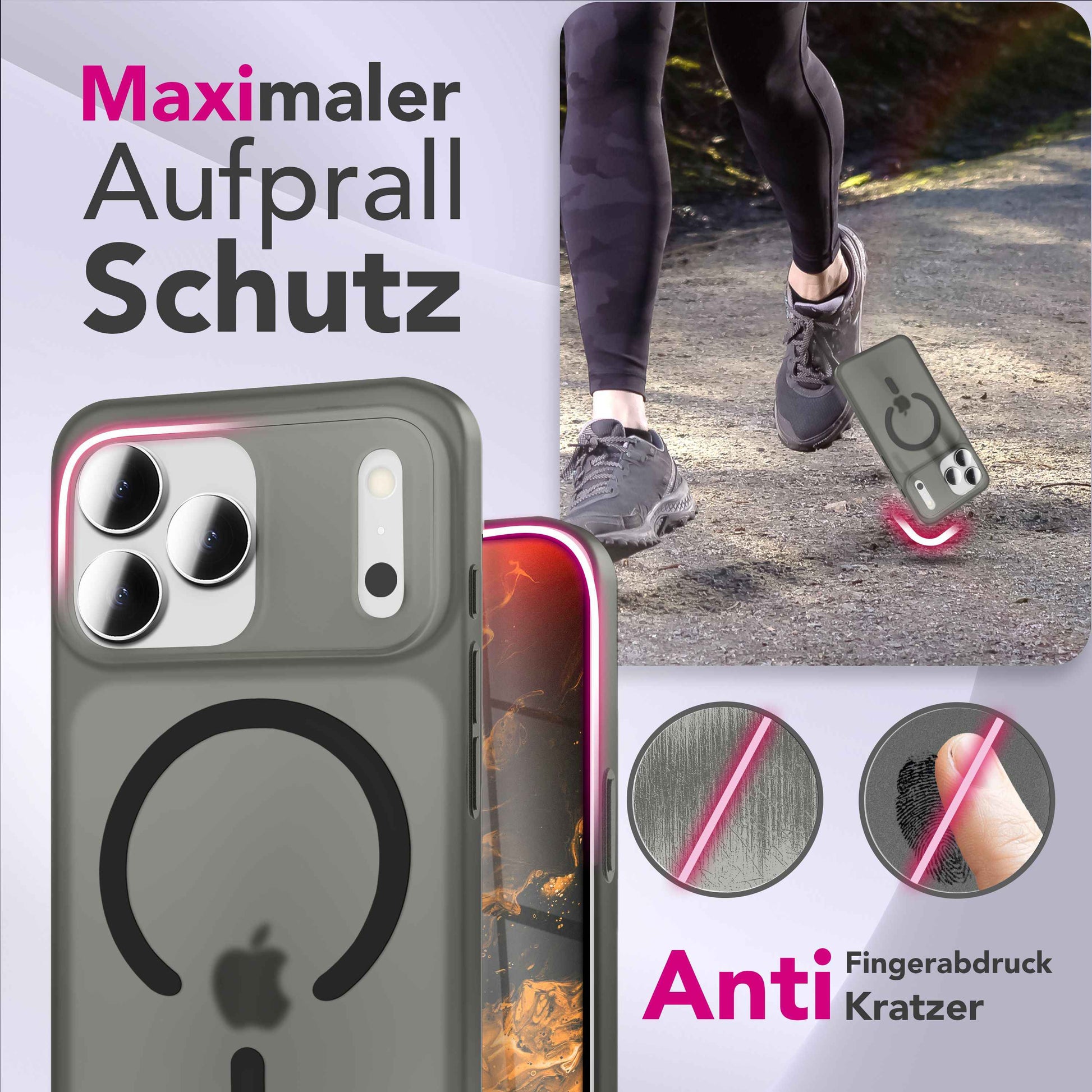 NALIA MagSafe Hülle Thinix für Apple iPhone 17 Pro (Extrem Dünn mit MagPower) - 0,3mm Super-Slim Hardcase, Matt Frosted Look, Anti-Fingerprint, Griffig & Leicht