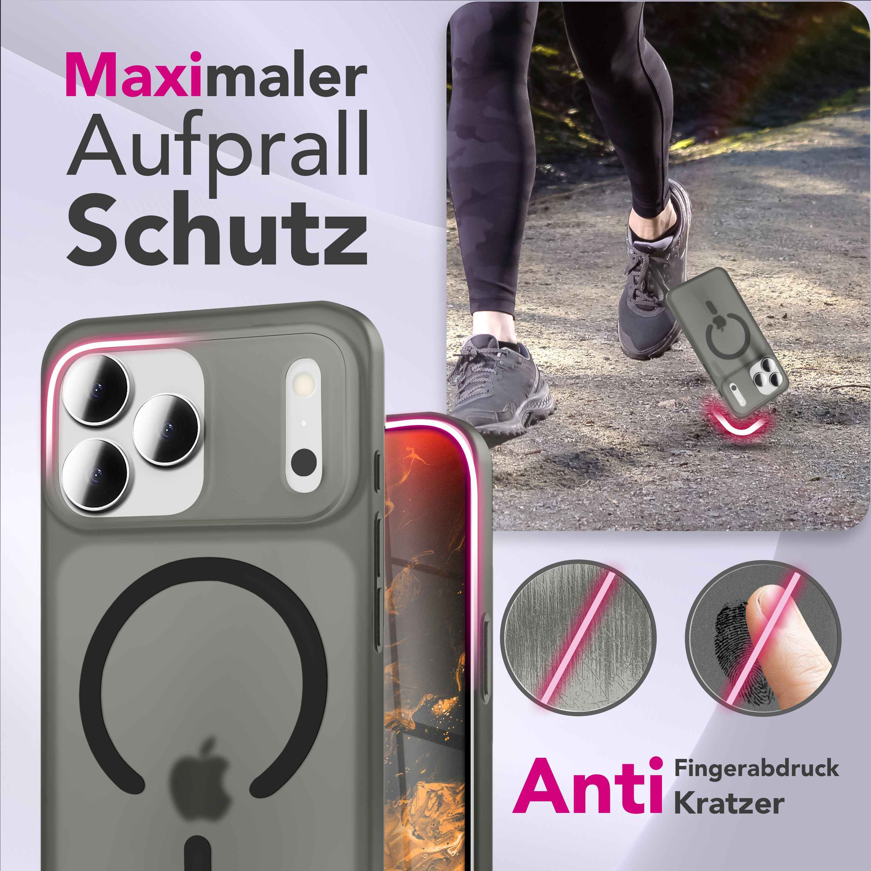 NALIA MagSafe Hülle Thinix für Apple iPhone 17 Pro (Extrem Dünn mit MagPower) - 0,3mm Super-Slim Hardcase, Matt Frosted Look, Anti-Fingerprint, Griffig & Leicht