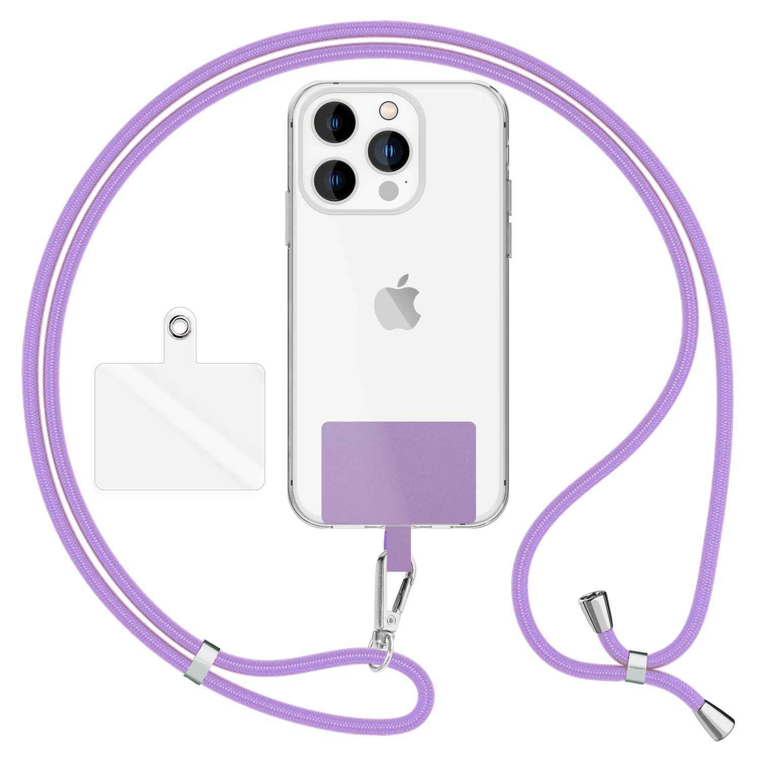 NALIA Universal-Kette mit Pad, Band für Handy-Hülle zum Umhängen, Karabinerhaken aus Metall (silber), Schlüsselband Umhängeband 160 CM, Crossbody Lanyard