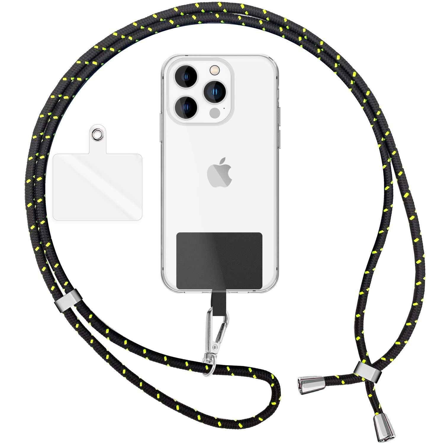 Universal Handykette zum Umhängen mit Pad & Karabiner-Haken für Smartphone Hülle