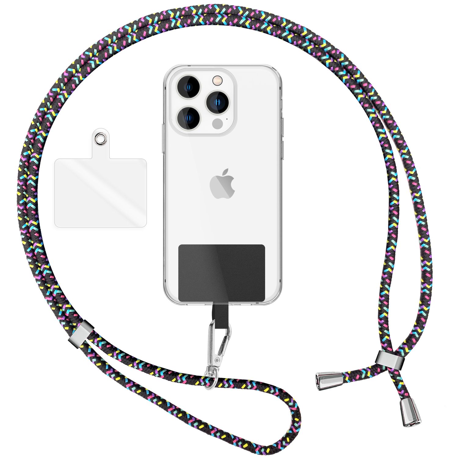 Handykette zum Umhängen mit Karabiner-Haken für Smartphone Hülle weiß
