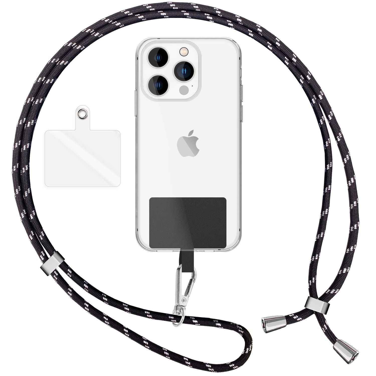 Universal Handykette zum Umhängen mit Pad & Karabiner-Haken für Smartphone Hülle