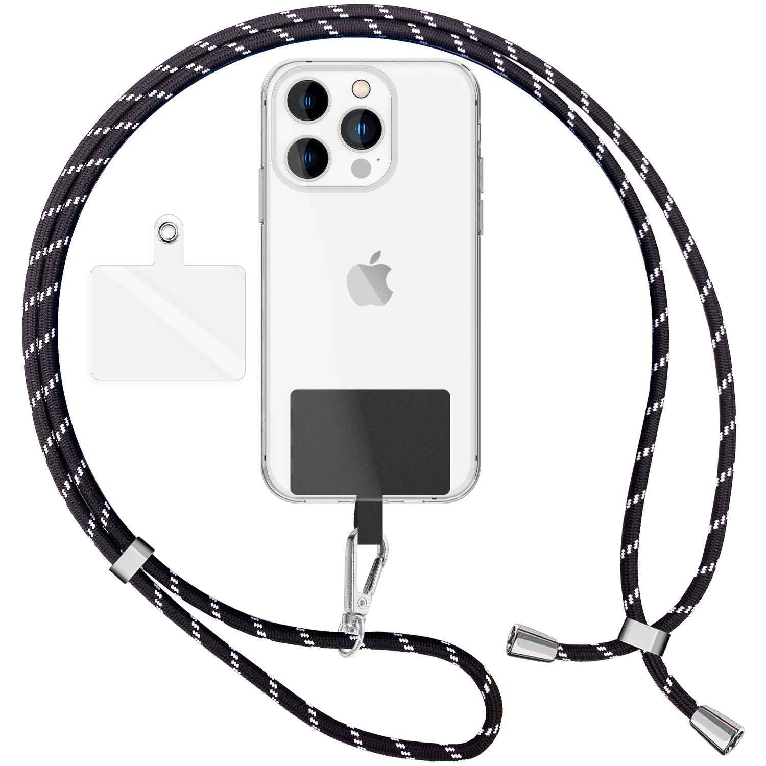 Universal Handykette zum Umhängen mit Pad & Karabiner-Haken für Smartphone Hülle
