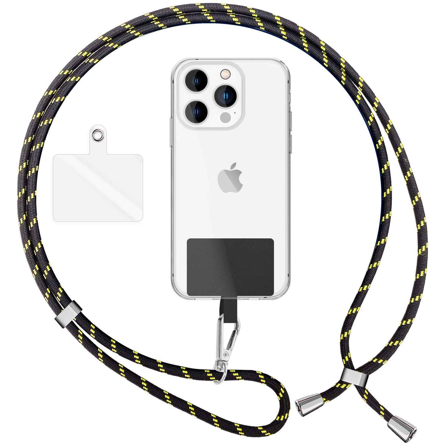 Universal Handykette zum Umhängen mit Pad & Karabiner-Haken für Smartphone Hülle
