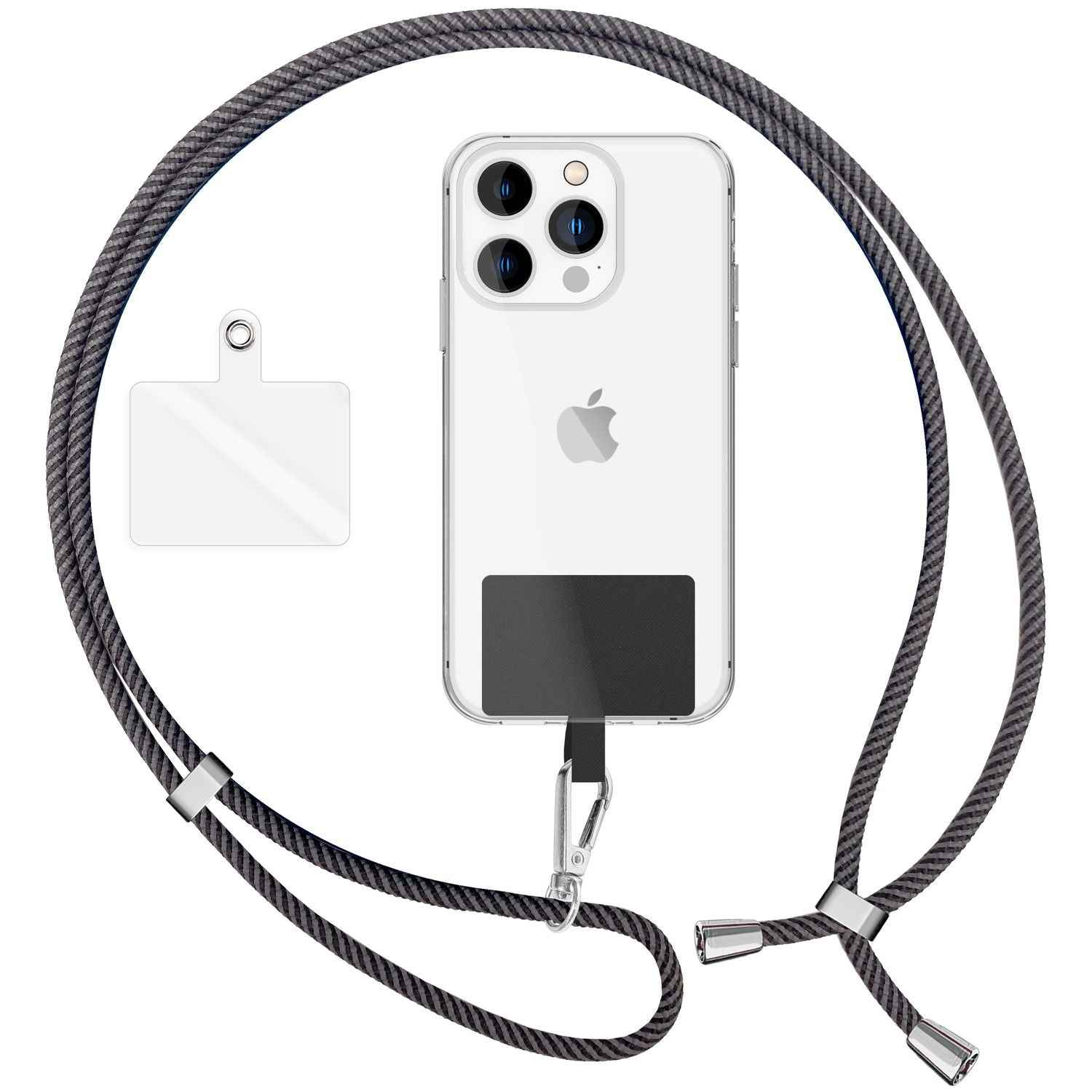 Universal Handykette zum Umhängen mit Pad & Karabiner-Haken für Smartphone Hülle