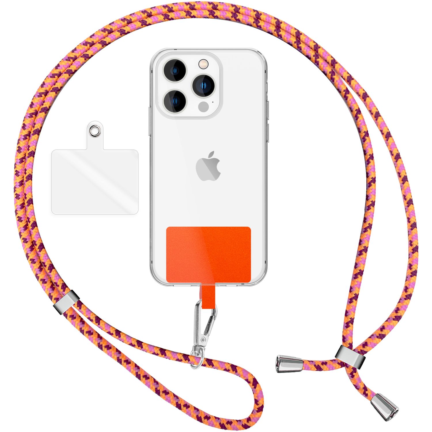 Handykette zum Umhängen mit Karabiner-Haken für Smartphone Hülle weiß
