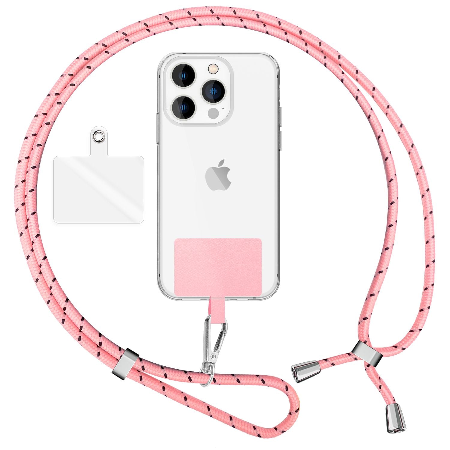 Handykette zum Umhängen mit Karabiner-Haken für Smartphone Hülle weiß