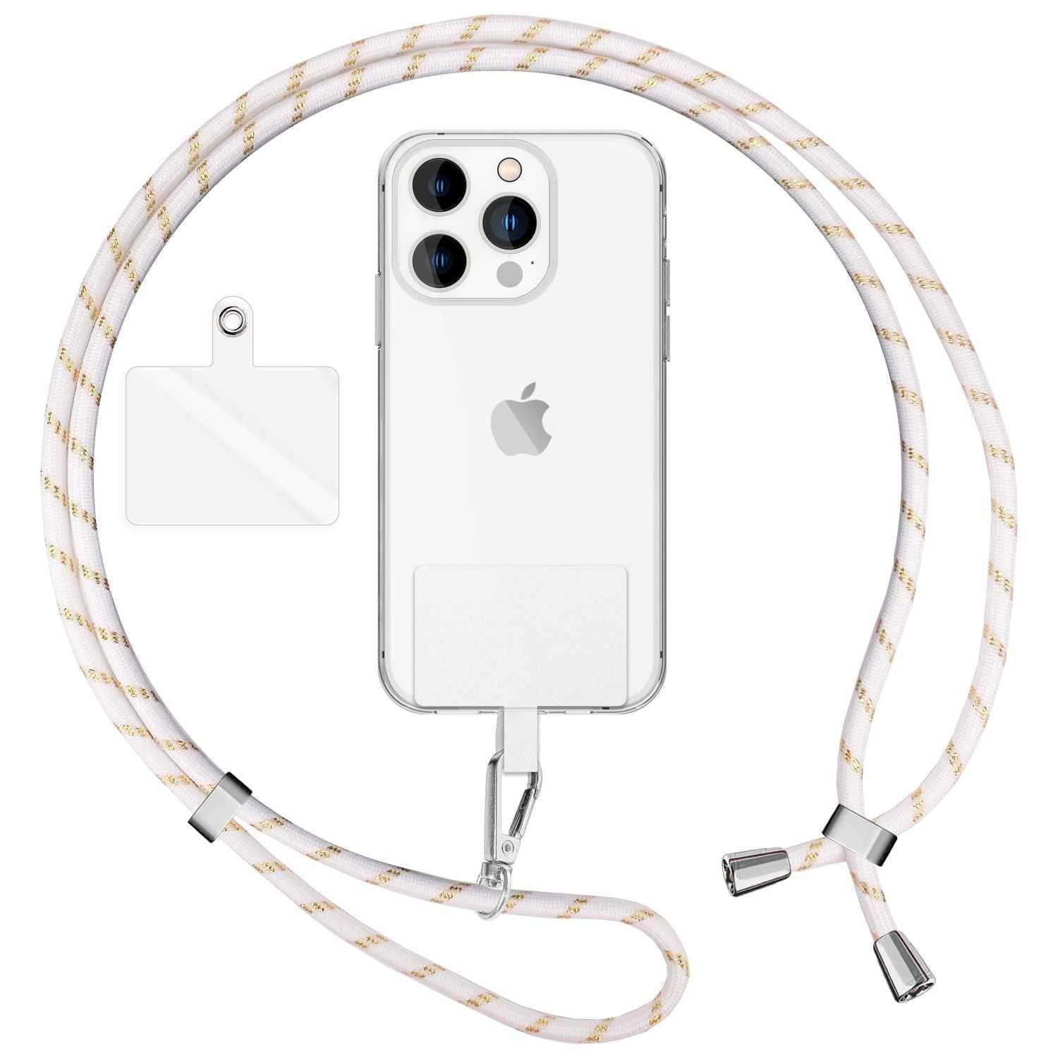 Universal Handykette zum Umhängen mit Pad & Karabiner-Haken für Smartphone Hülle