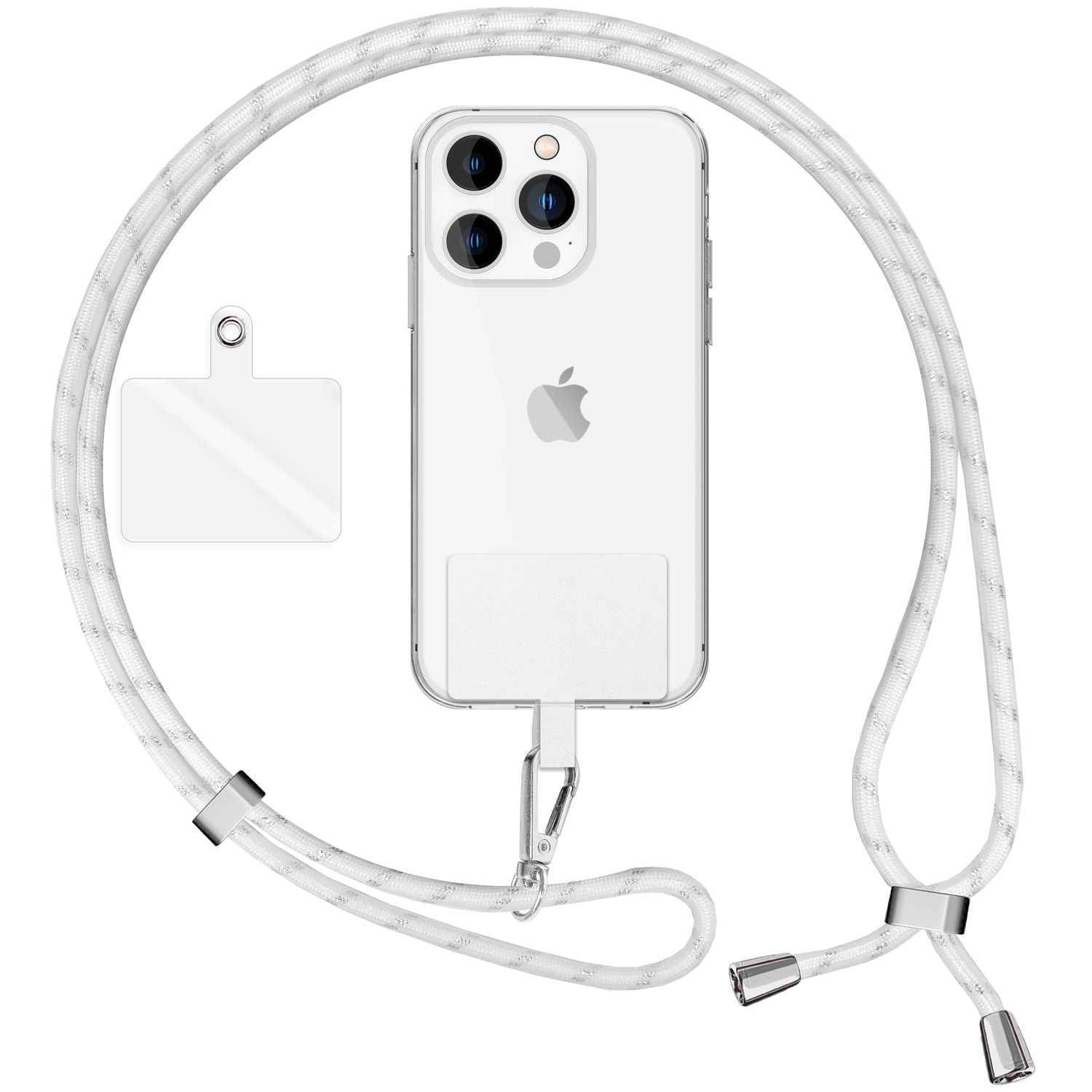 Universal Handykette zum Umhängen mit Pad & Karabiner-Haken für Smartphone Hülle