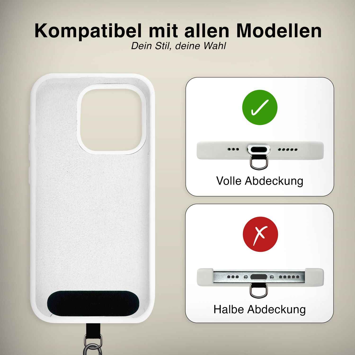 NALIA Wristy Universal Lanyard Handy-Kette für Smartphone & Handyhüllen, Handgelenk-Schlaufe mit Metallkarabiner, Verstellbares Trageband, Anti-Diebstahl Handyband