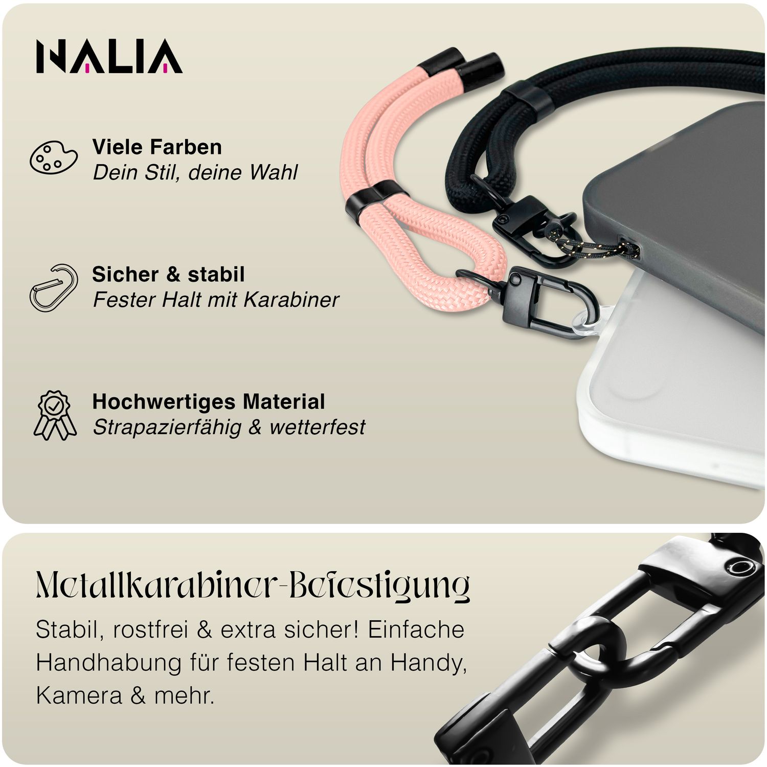 Handy-Kette NALIA Wristy Universal Lanyard verstellbar | NALIA Berlin