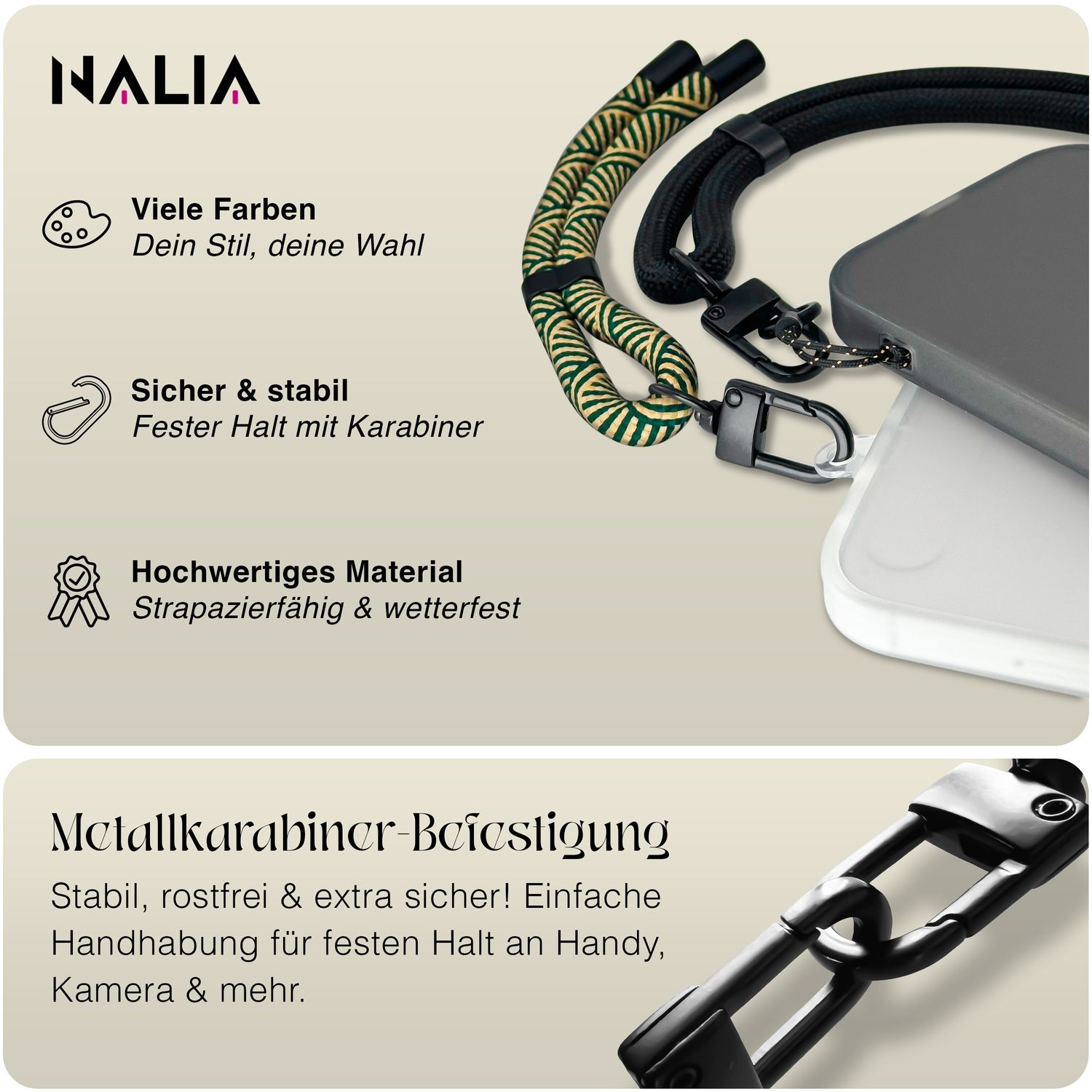 Handy-Kette NALIA Wristy Universal Lanyard verstellbar | NALIA Berlin