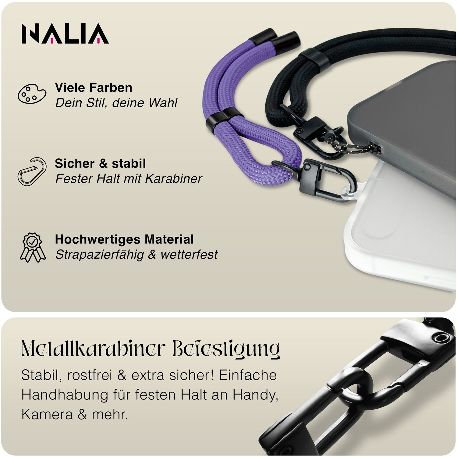Handy-Kette NALIA Wristy Universal Lanyard verstellbar | NALIA Berlin