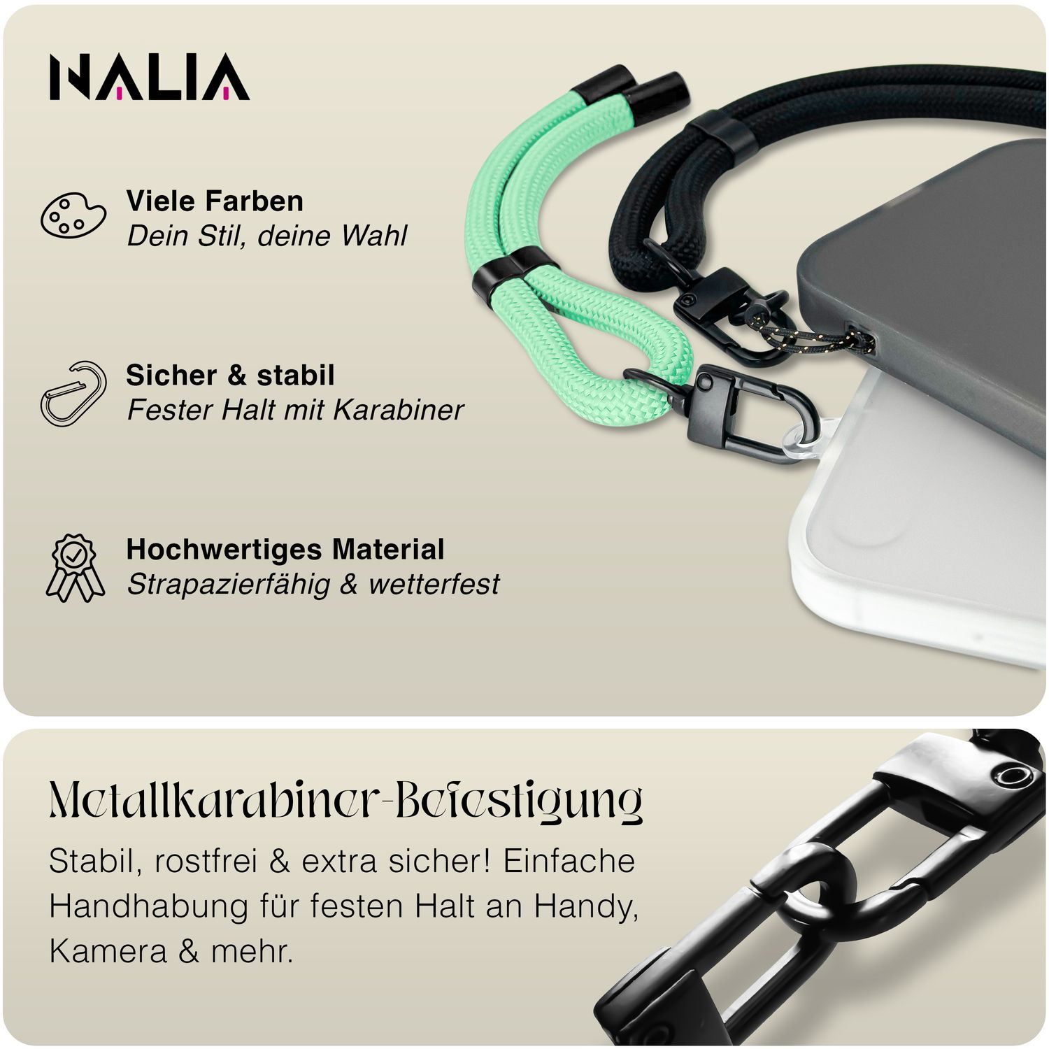 Handy-Kette NALIA Wristy Universal Lanyard verstellbar | NALIA Berlin