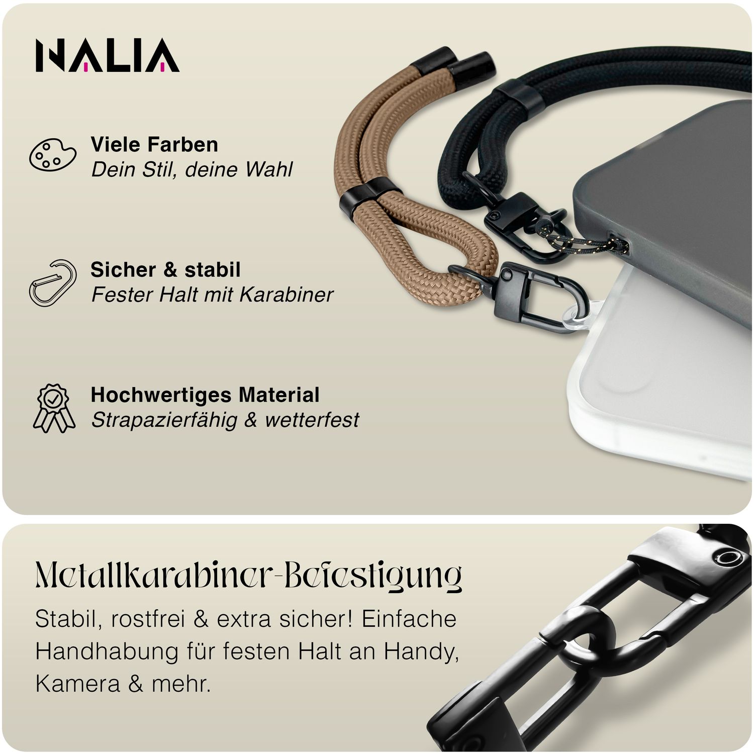 Handy-Kette NALIA Wristy Universal Lanyard verstellbar | NALIA Berlin