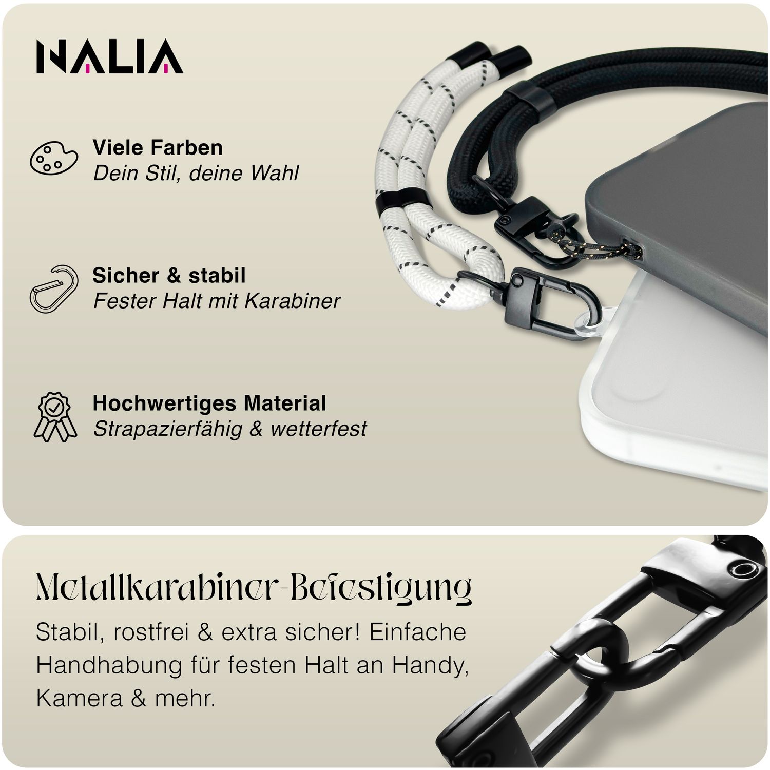 Handy-Kette NALIA Wristy Universal Lanyard verstellbar | NALIA Berlin