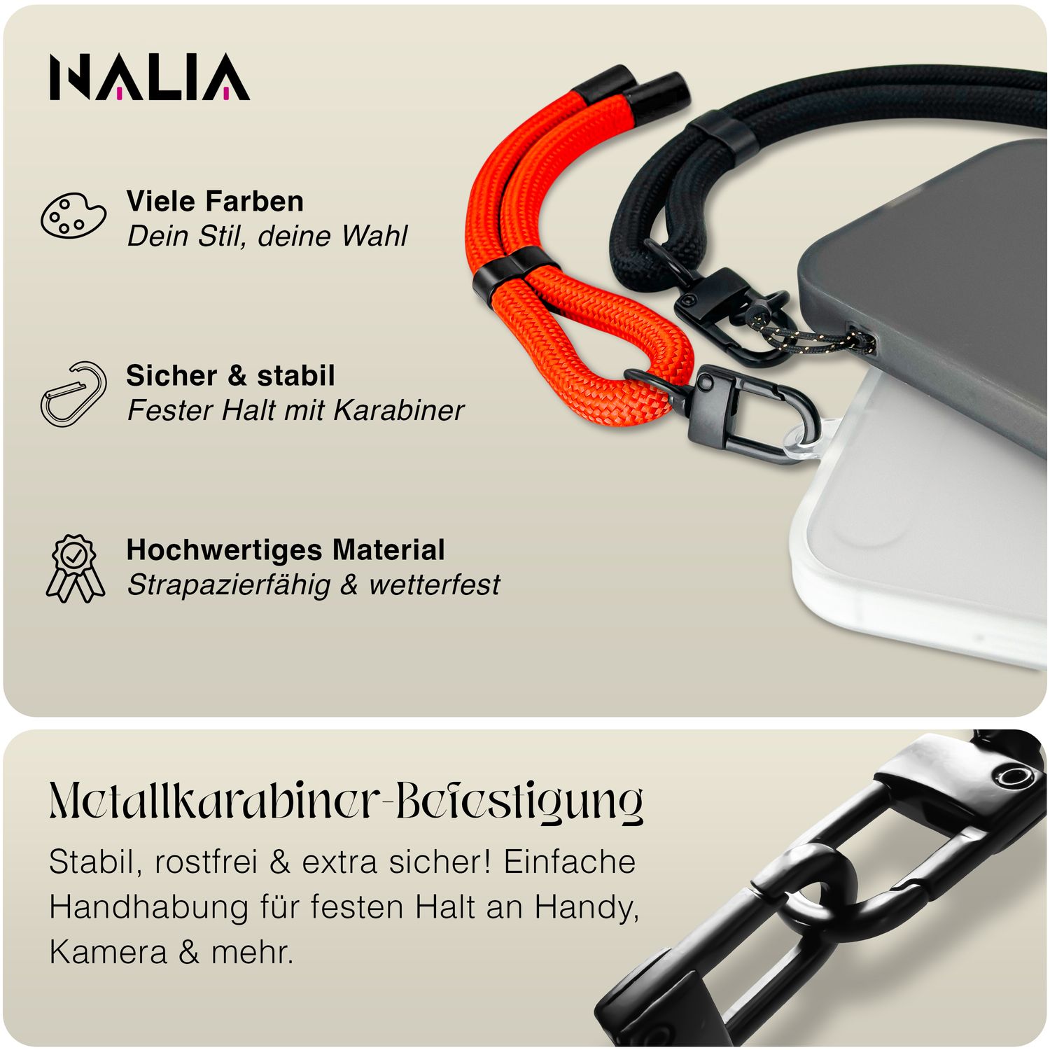 Handy-Kette NALIA Wristy Universal Lanyard verstellbar | NALIA Berlin