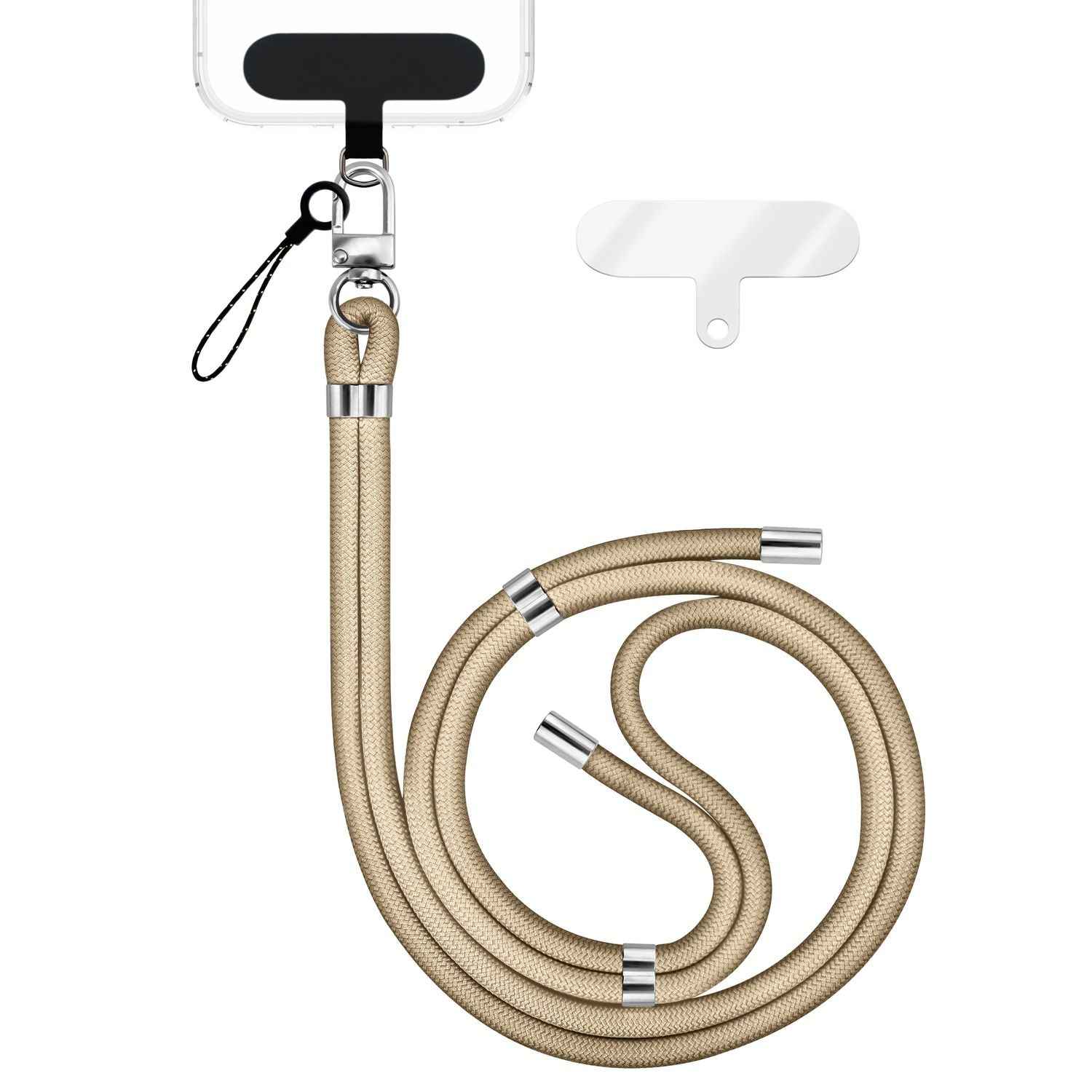 NALIA HoldMe Universal Handykette für Smartphone & Handyhüllen, Nylon-Seil Verstellbar & Abnehmbar, Umhänge-Band, Handyband, Lanyard mit Karabiner & 2 Patches