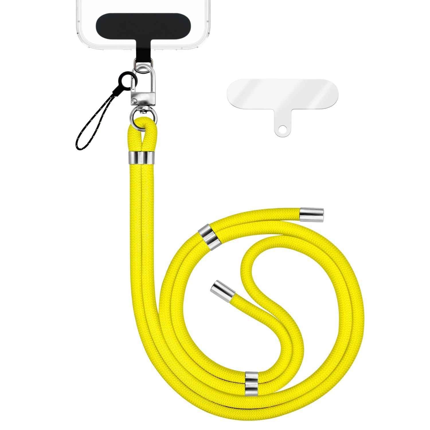 NALIA HoldMe Universal Handykette für Smartphone & Handyhüllen, Nylon-Seil Verstellbar & Abnehmbar, Umhänge-Band, Handyband, Lanyard mit Karabiner & 2 Patches