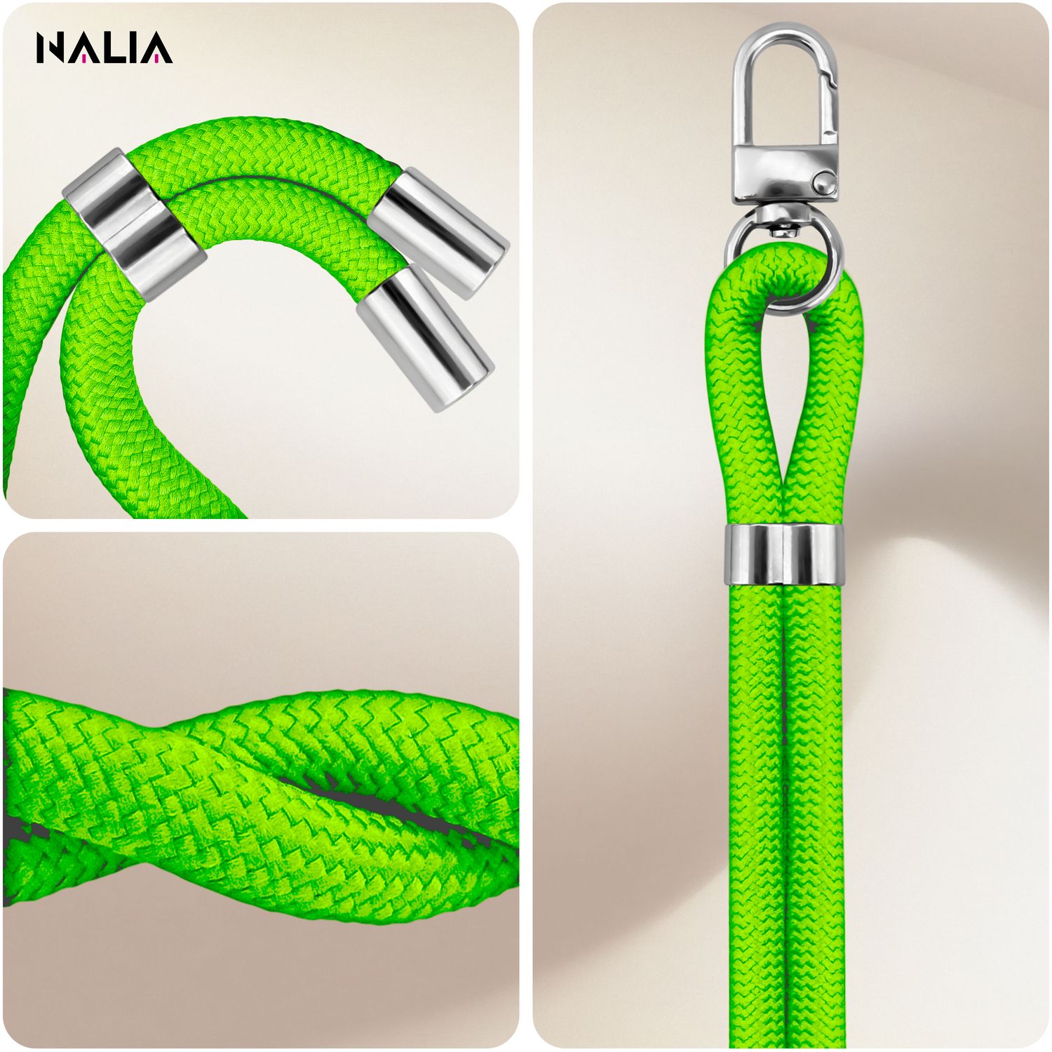 Handykette Nylon verstellbar 100 cm mit Karabiner und Patches | NALIA Berlin