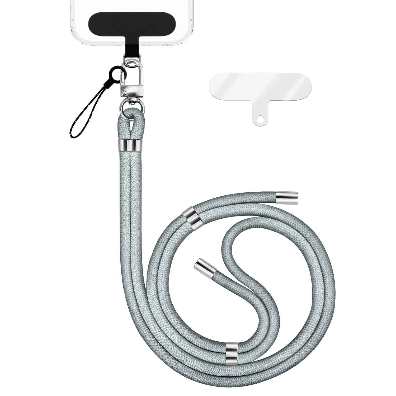 NALIA HoldMe Universal Handykette für Smartphone & Handyhüllen, Nylon-Seil Verstellbar & Abnehmbar, Umhänge-Band, Handyband, Lanyard mit Karabiner & 2 Patches
