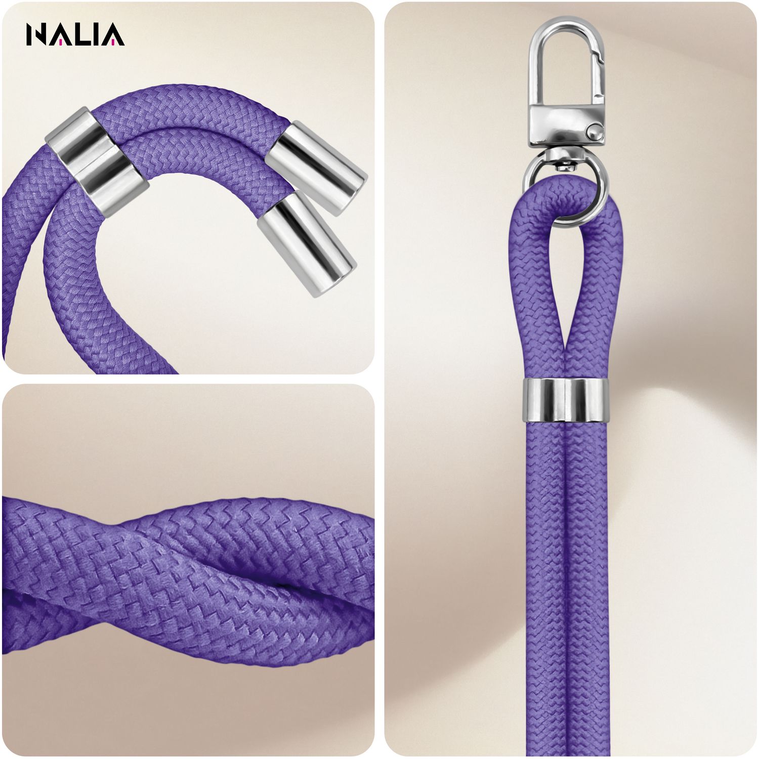 Handykette Nylon verstellbar 100 cm mit Karabiner und Patches | NALIA Berlin