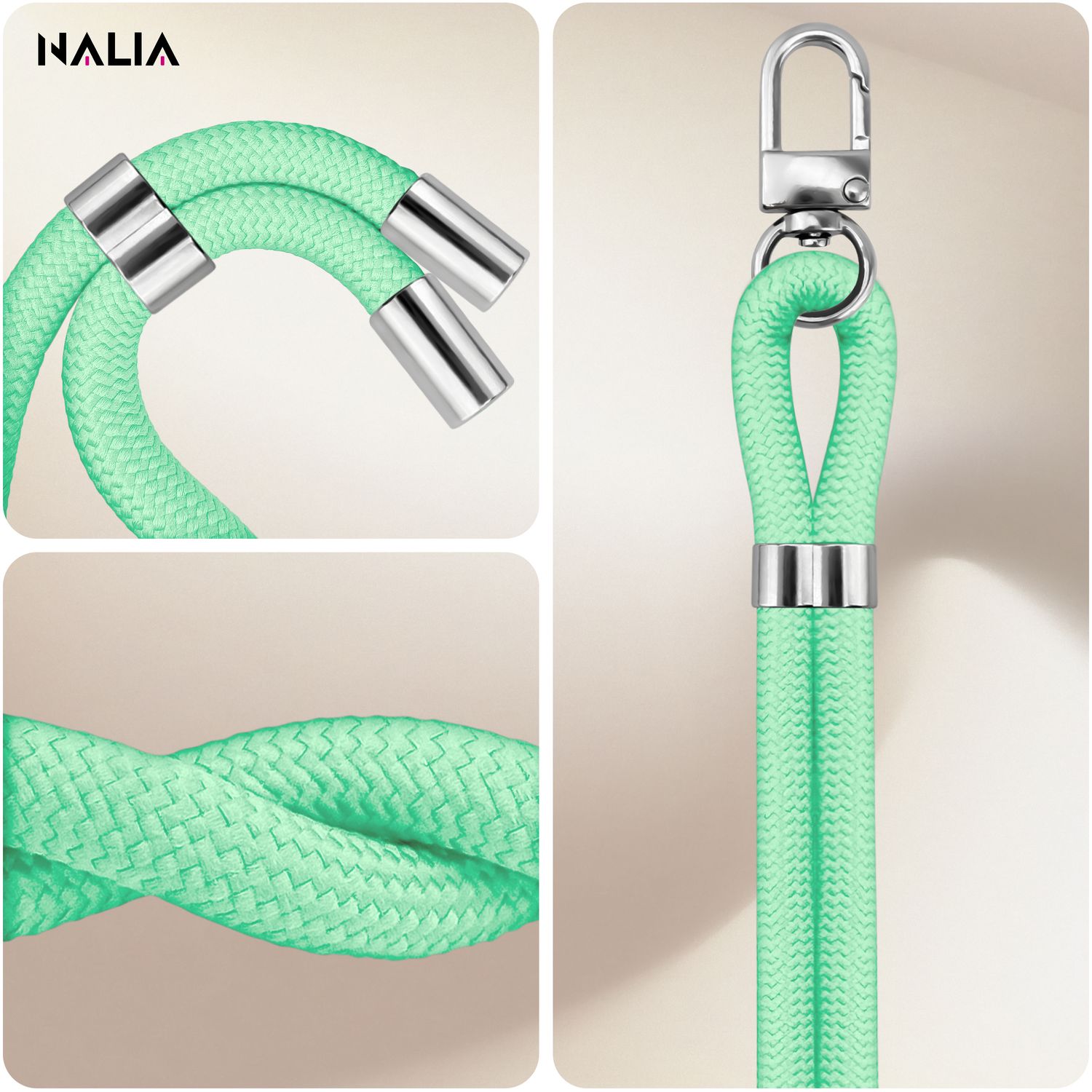 Handykette Nylon verstellbar 100 cm mit Karabiner und Patches | NALIA Berlin