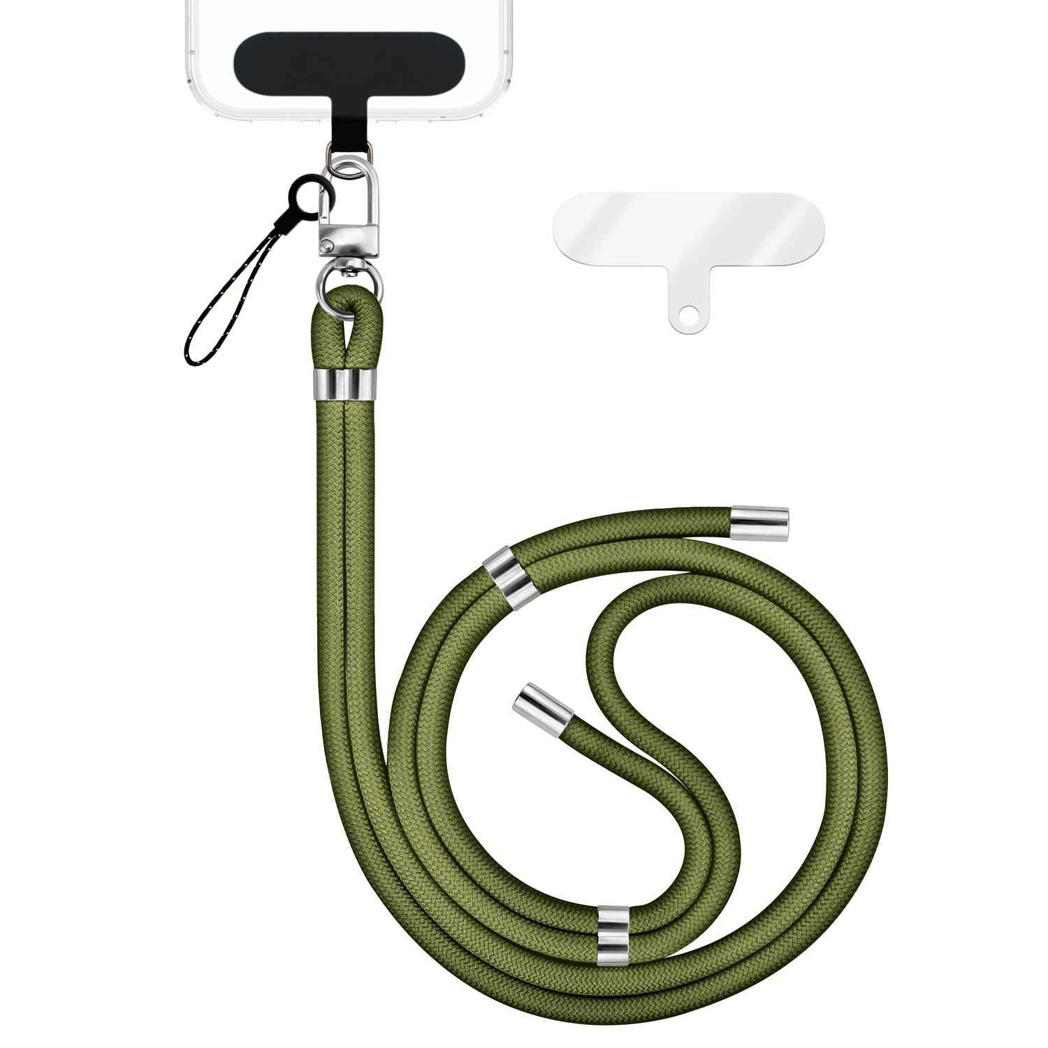 NALIA HoldMe Universal Handykette für Smartphone & Handyhüllen, Nylon-Seil Verstellbar & Abnehmbar, Umhänge-Band, Handyband, Lanyard mit Karabiner & 2 Patches