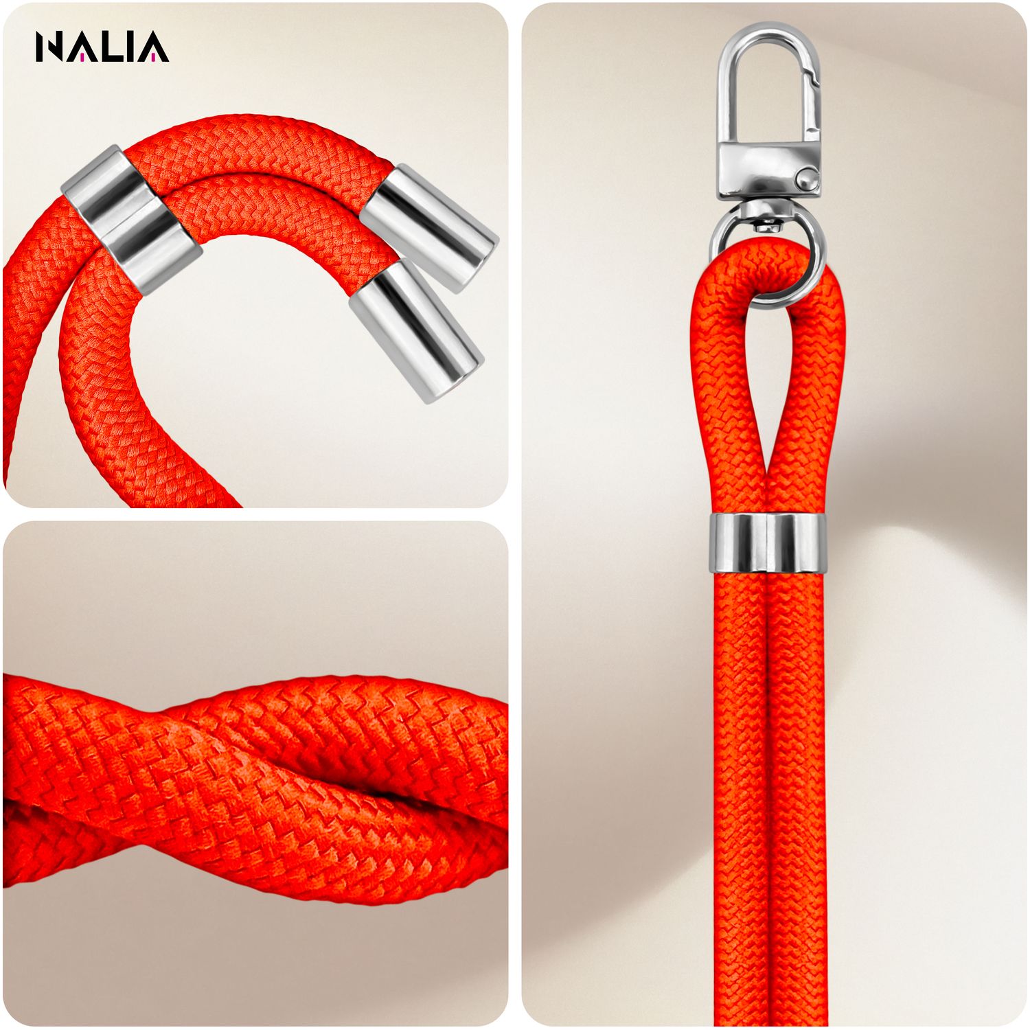Handykette Nylon verstellbar 100 cm mit Karabiner und Patches | NALIA Berlin