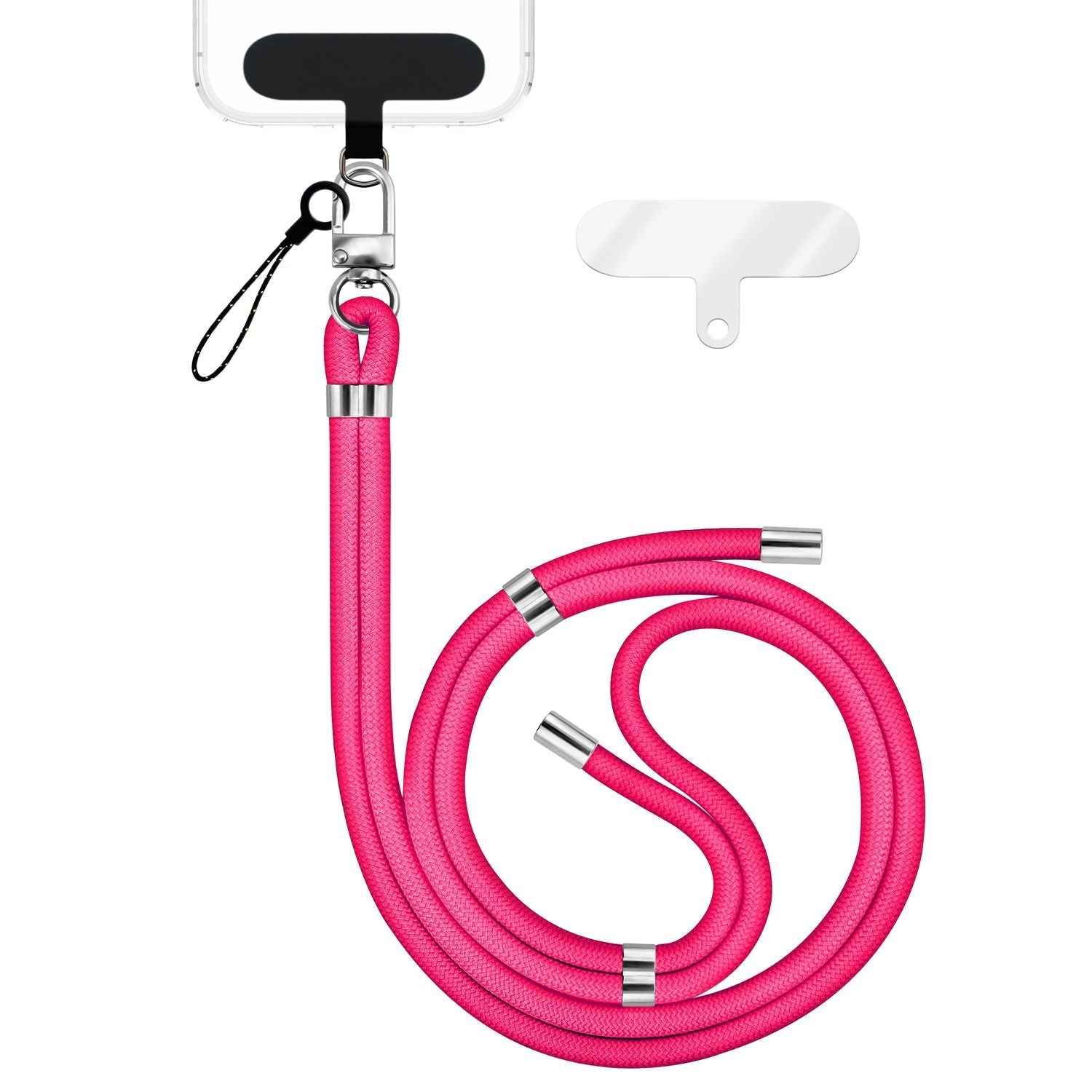 NALIA HoldMe Universal Handykette für Smartphone & Handyhüllen, Nylon-Seil Verstellbar & Abnehmbar, Umhänge-Band, Handyband, Lanyard mit Karabiner & 2 Patches