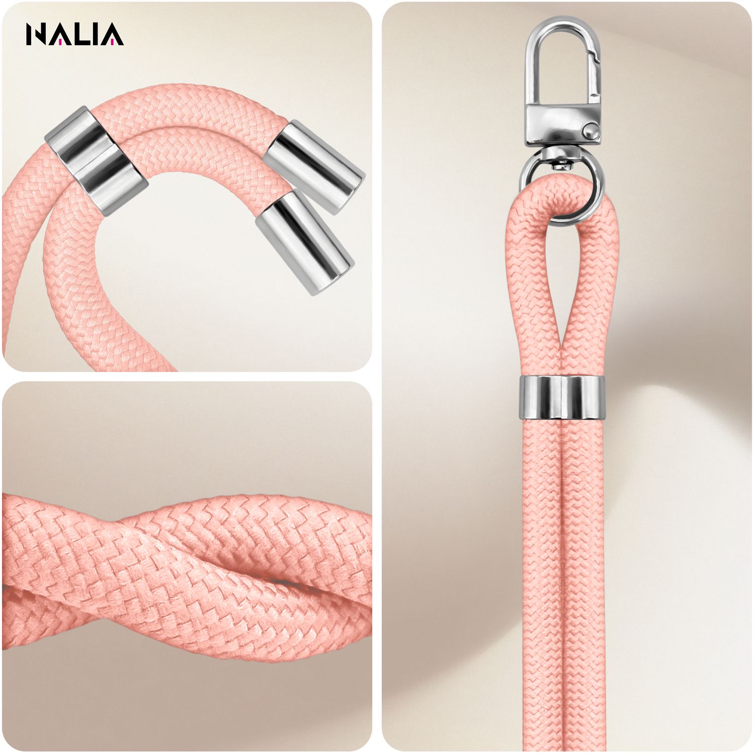 Handykette Nylon verstellbar 100 cm mit Karabiner und Patches | NALIA Berlin