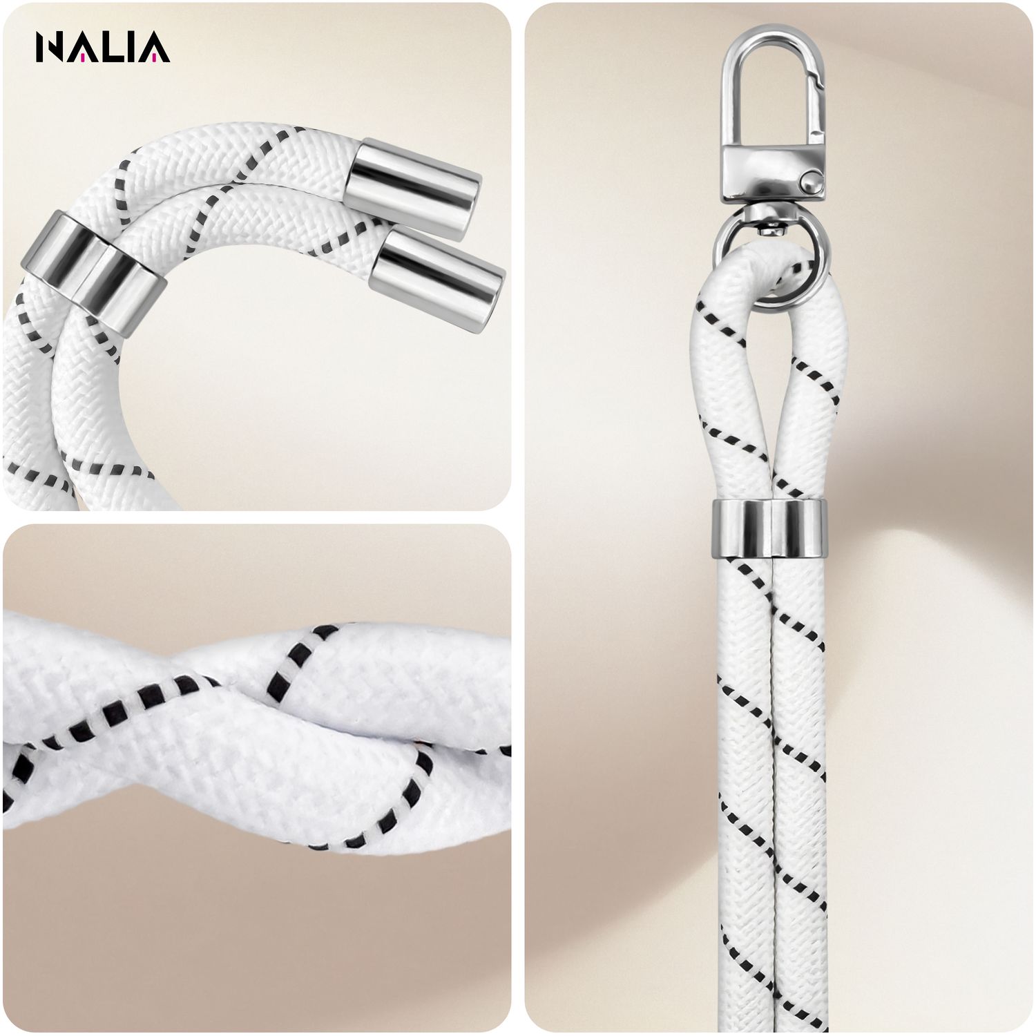 Handykette Nylon verstellbar 100 cm mit Karabiner und Patches | NALIA Berlin
