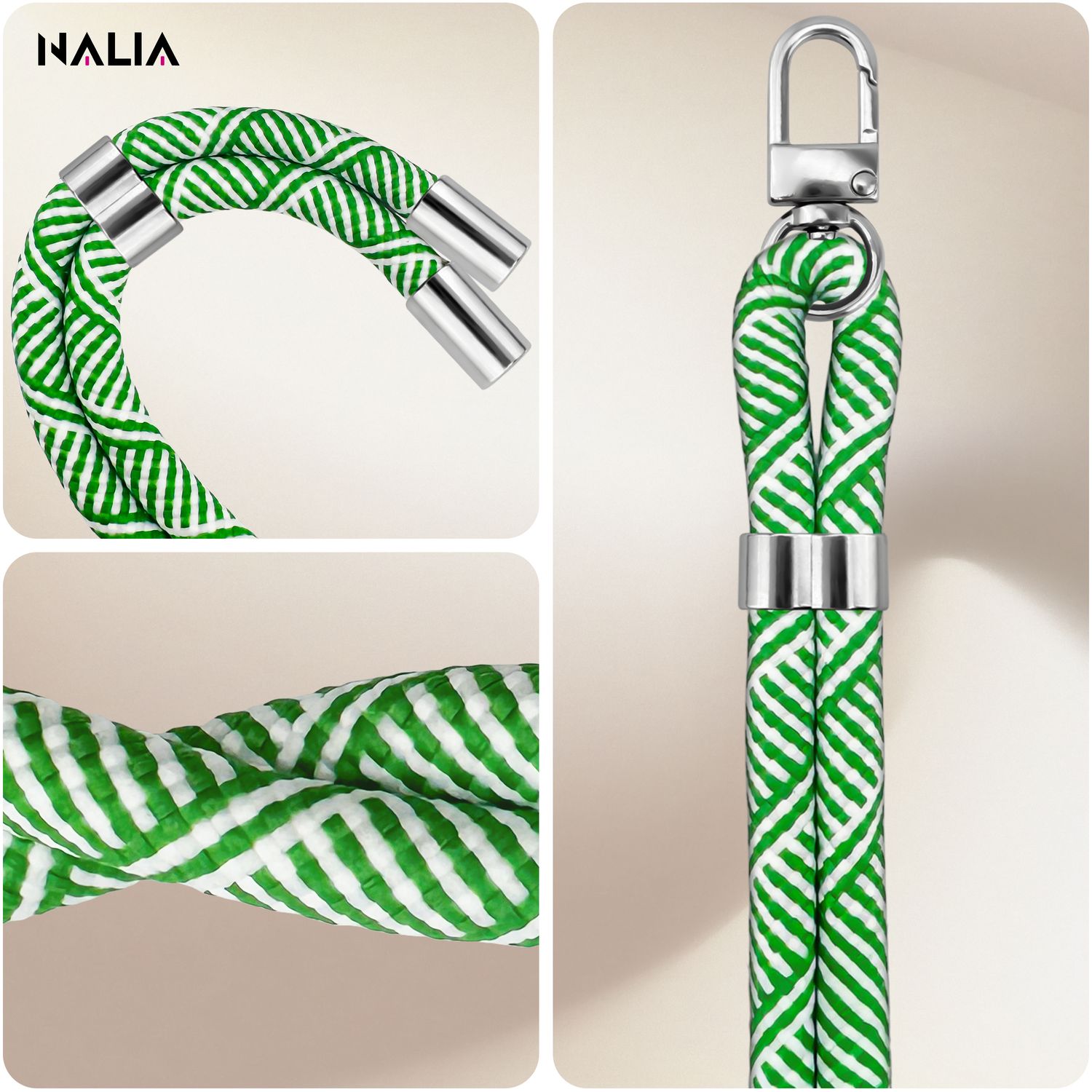 Handykette Nylon verstellbar 100 cm mit Karabiner und Patches | NALIA Berlin
