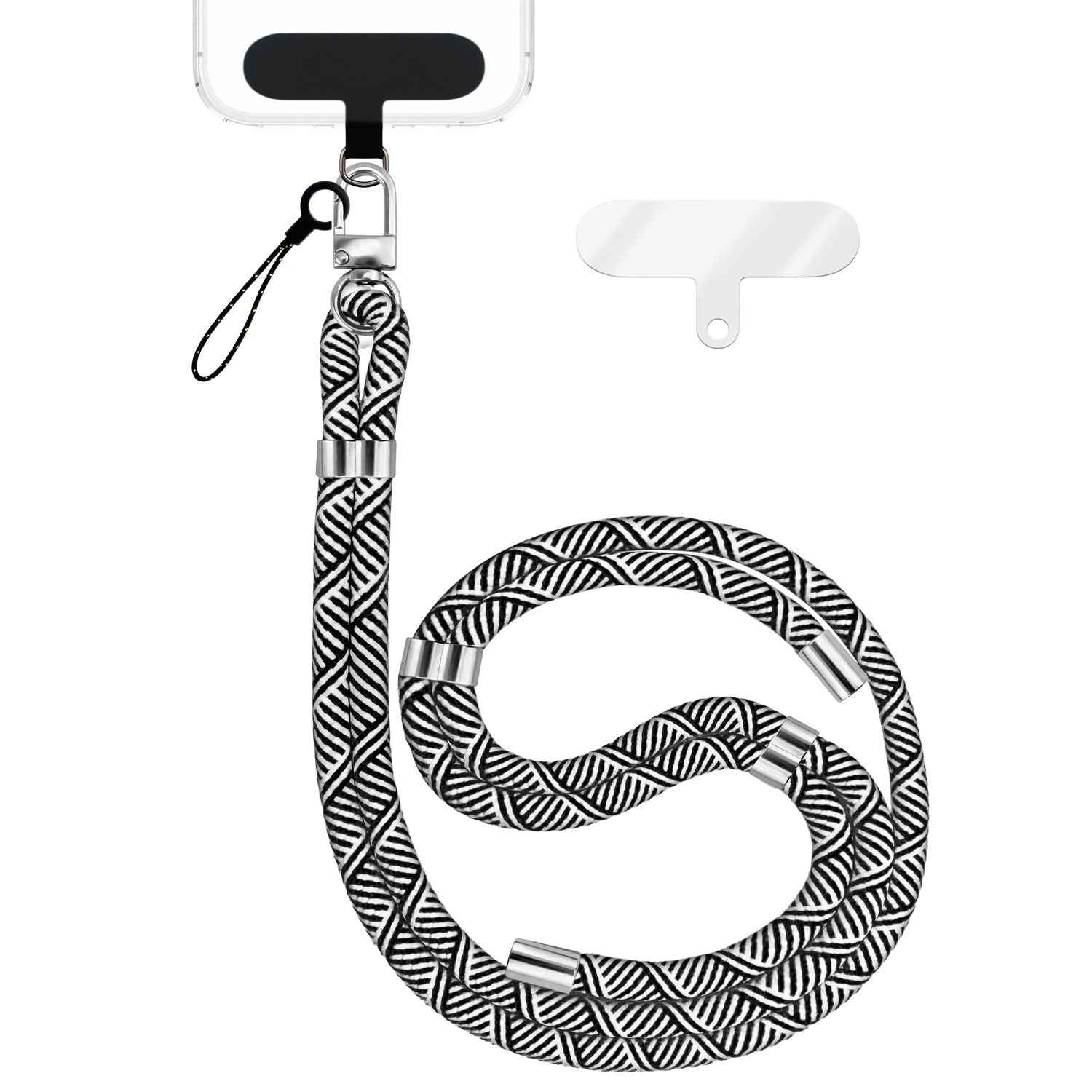 NALIA HoldMe Universal Handykette für Smartphone & Handyhüllen, Nylon-Seil Verstellbar & Abnehmbar, Umhänge-Band, Handyband, Lanyard mit Karabiner & 2 Patches