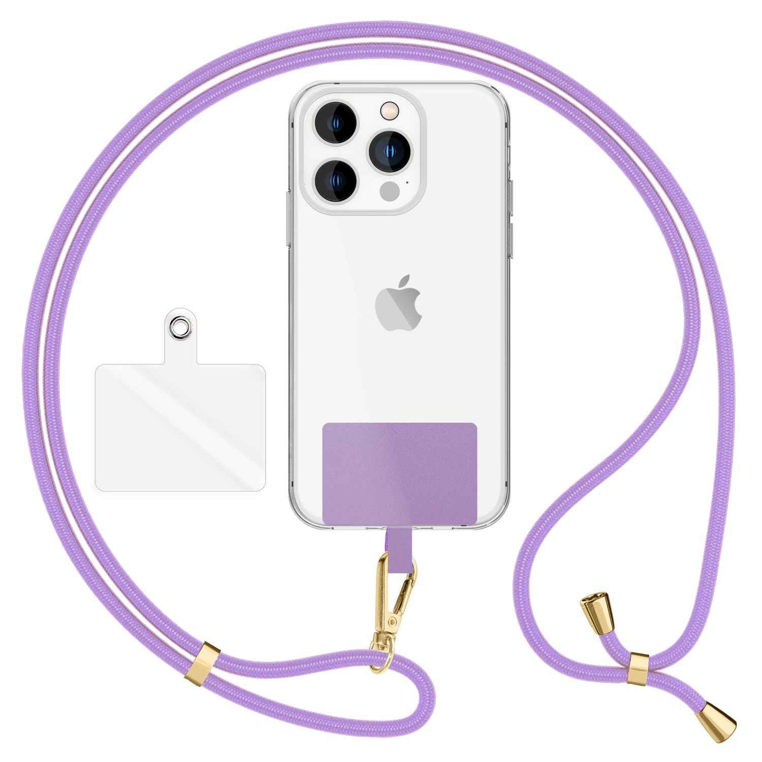 NALIA Universal-Kette mit Pad, Band für Handy-Hülle zum Umhängen, Karabinerhaken aus Metall (gold), Schlüsselband Umhängeband 160 CM, Crossbody Lanyard