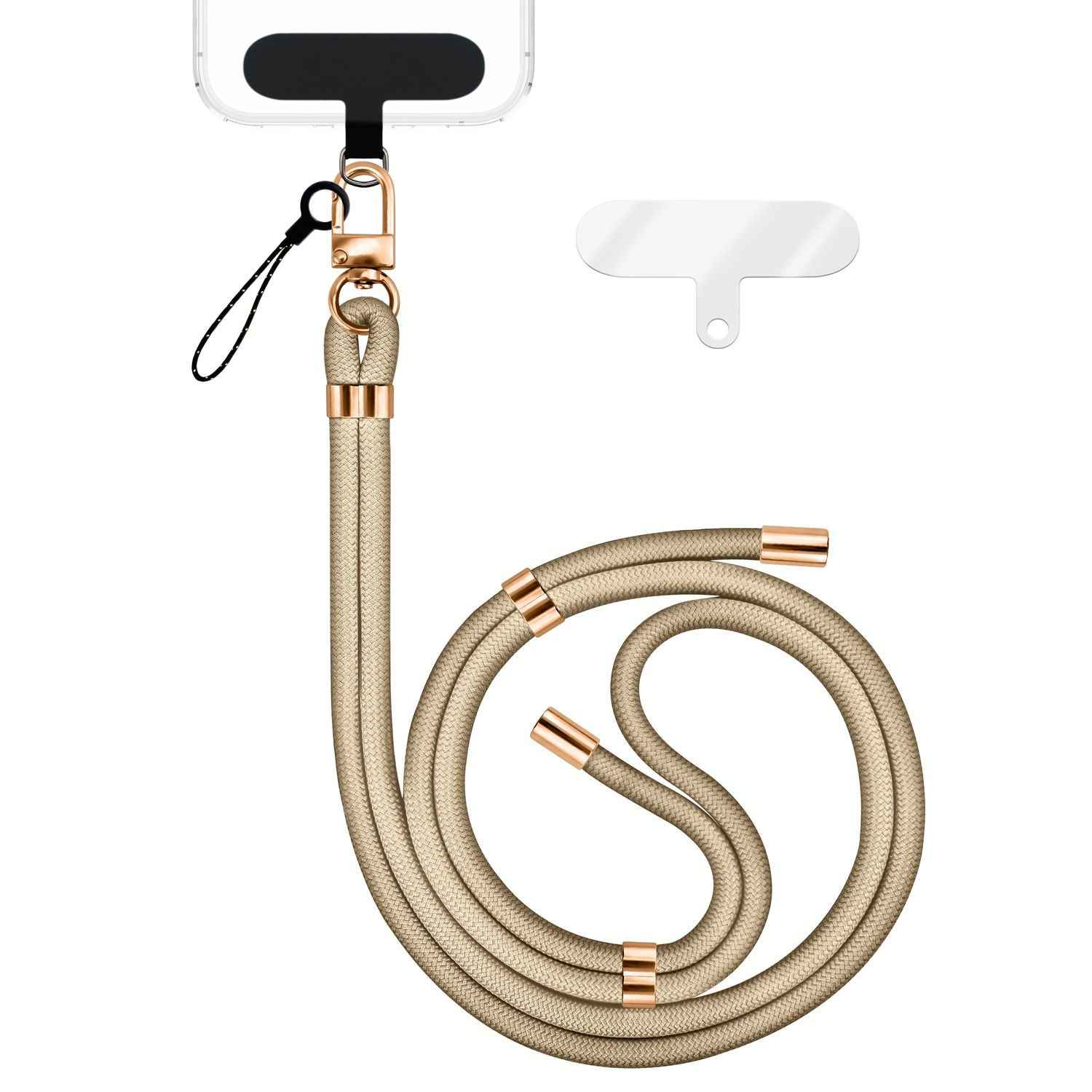 NALIA HoldMe Universal Handykette für Smartphone & Handyhüllen, Nylon-Seil Verstellbar & Abnehmbar, Umhänge-Band, Handyband, Lanyard mit Karabiner & 2 Patches