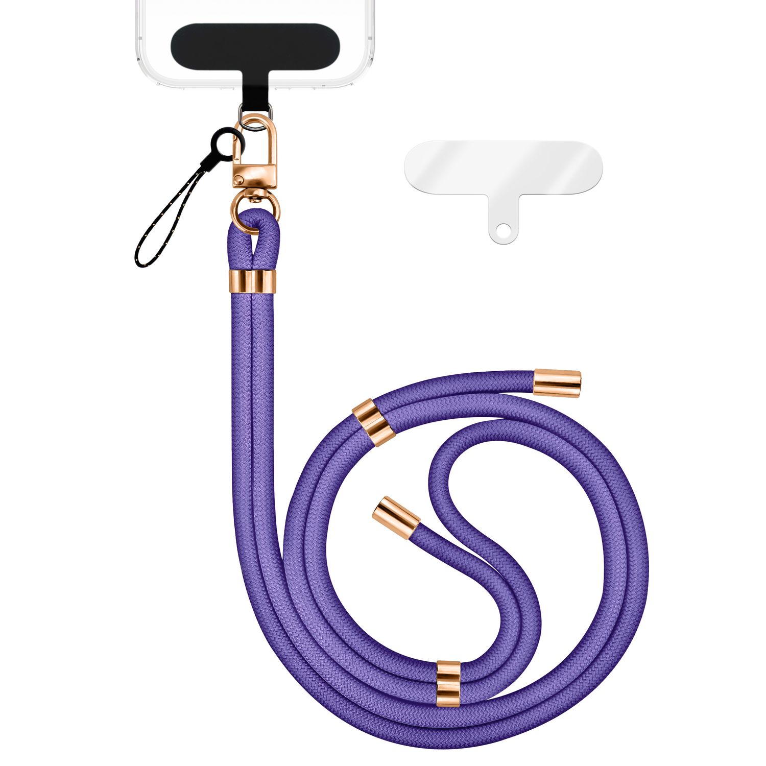 Handykette Nylon verstellbar abnehmbar mit Karabiner & 2 Patches | NALIA Berlin