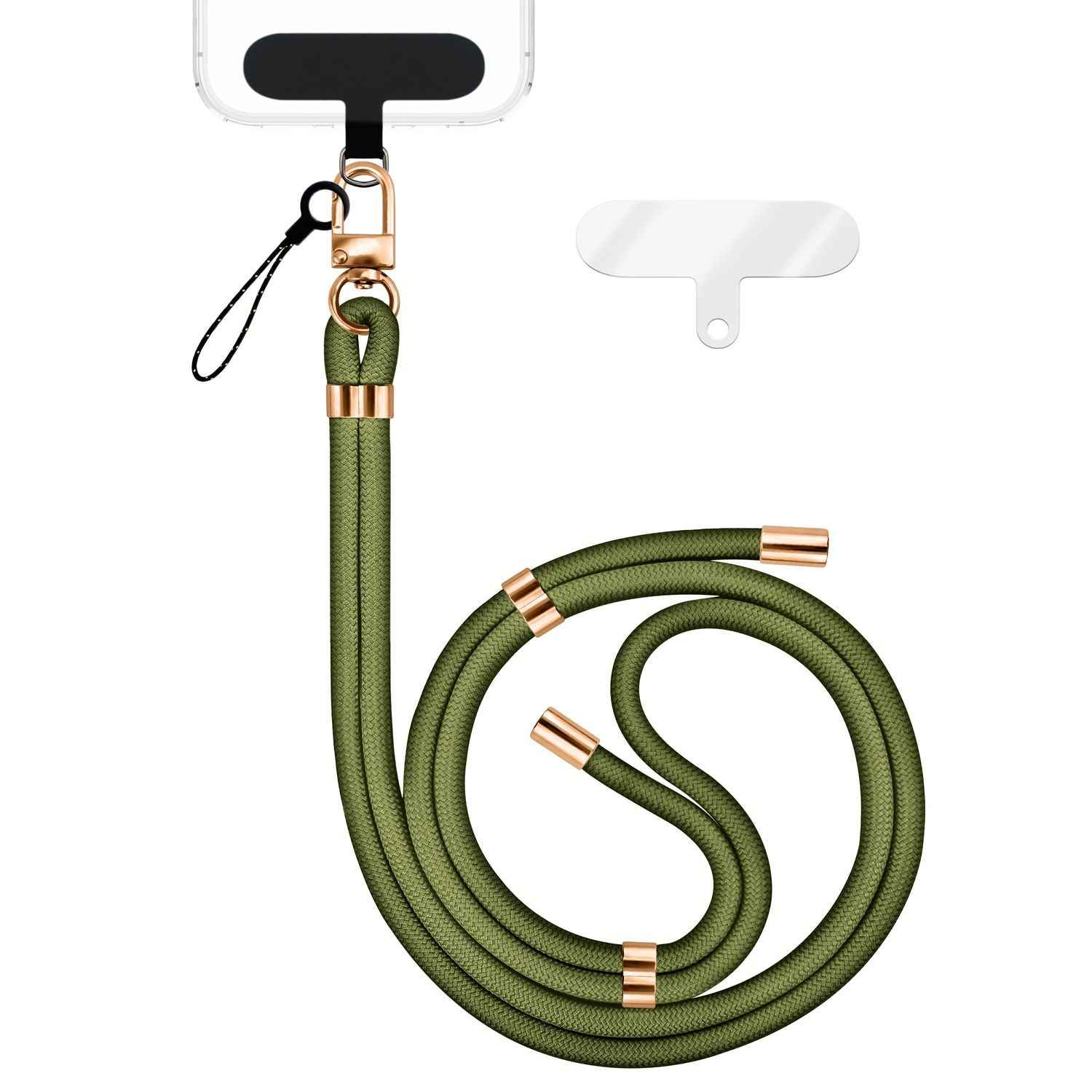 NALIA HoldMe Universal Handykette für Smartphone & Handyhüllen, Nylon-Seil Verstellbar & Abnehmbar, Umhänge-Band, Handyband, Lanyard mit Karabiner & 2 Patches