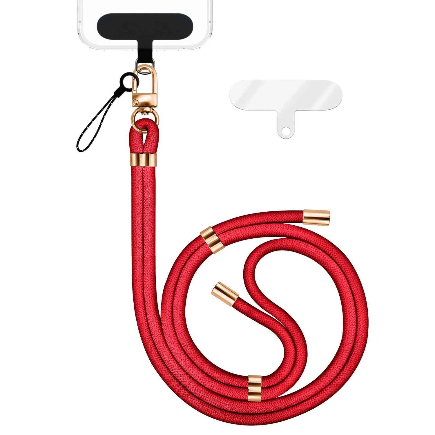 NALIA HoldMe Universal Handykette für Smartphone & Handyhüllen, Nylon-Seil Verstellbar & Abnehmbar, Umhänge-Band, Handyband, Lanyard mit Karabiner & 2 Patches
