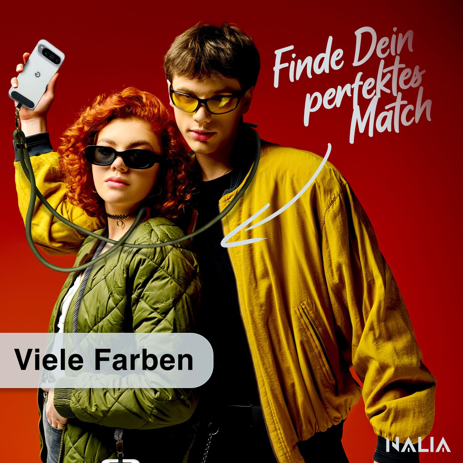 Handykette Nylon verstellbar abnehmbar mit Karabiner & 2 Patches | NALIA Berlin